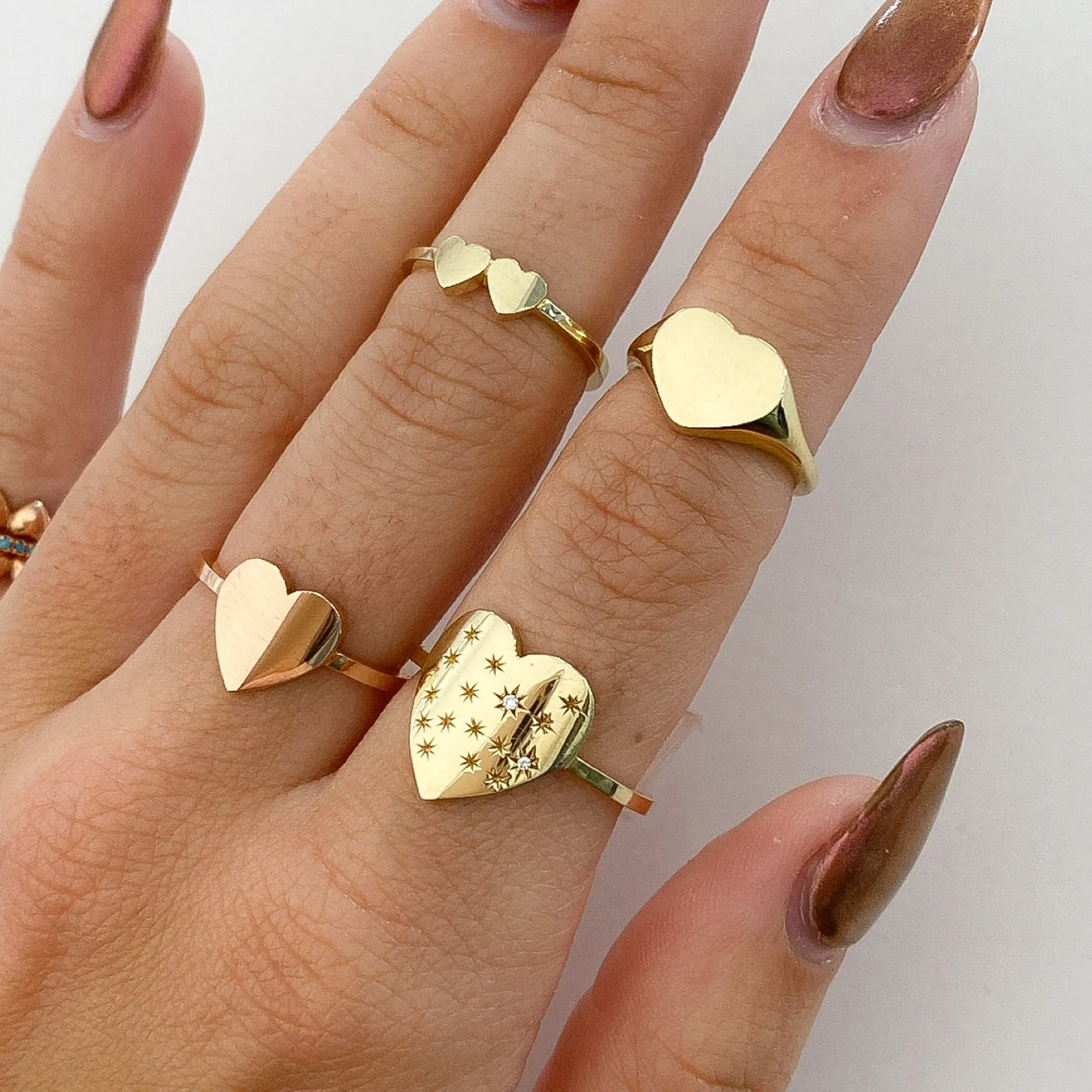 14K Gold Heart Signet Ring