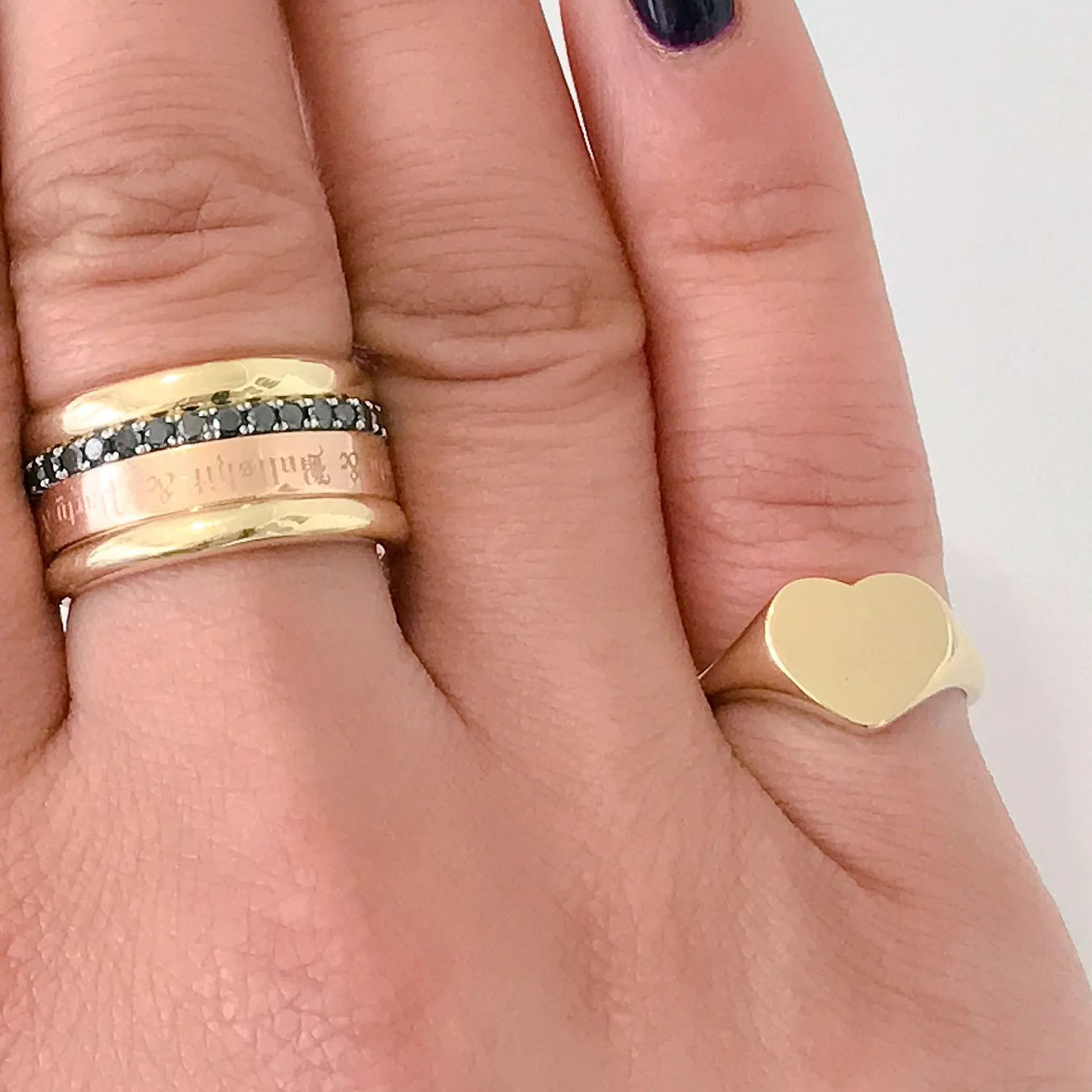14K Gold Heart Signet Ring