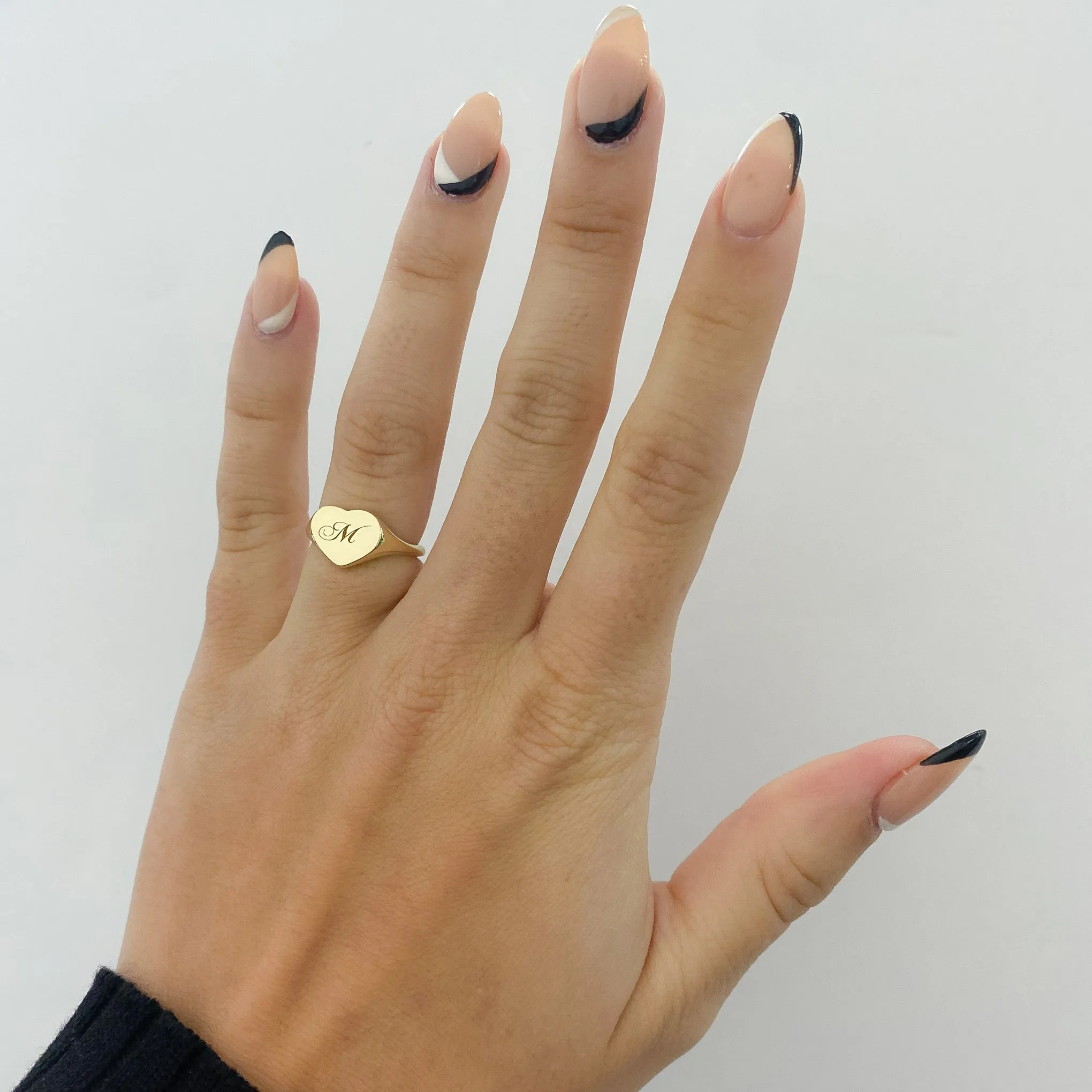 14K Gold Heart Signet Ring