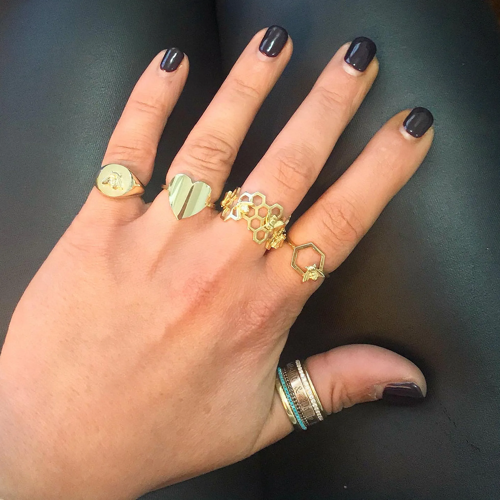 14K Gold Honey Beehive Ring
