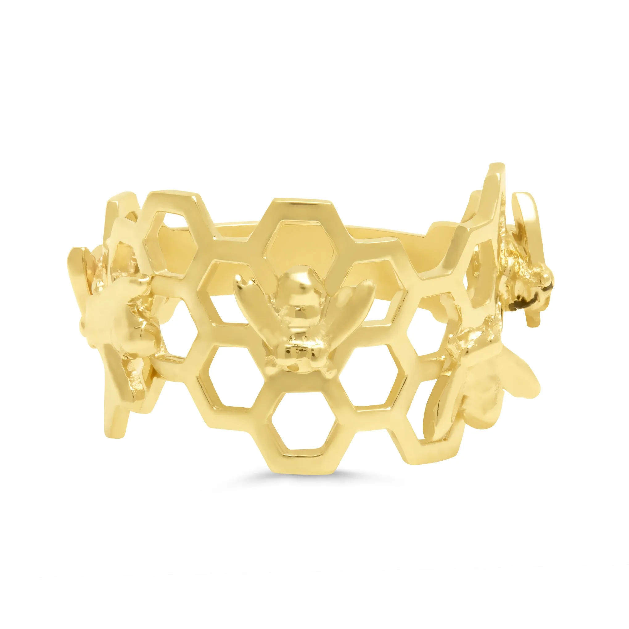 14K Gold Honey Beehive Ring