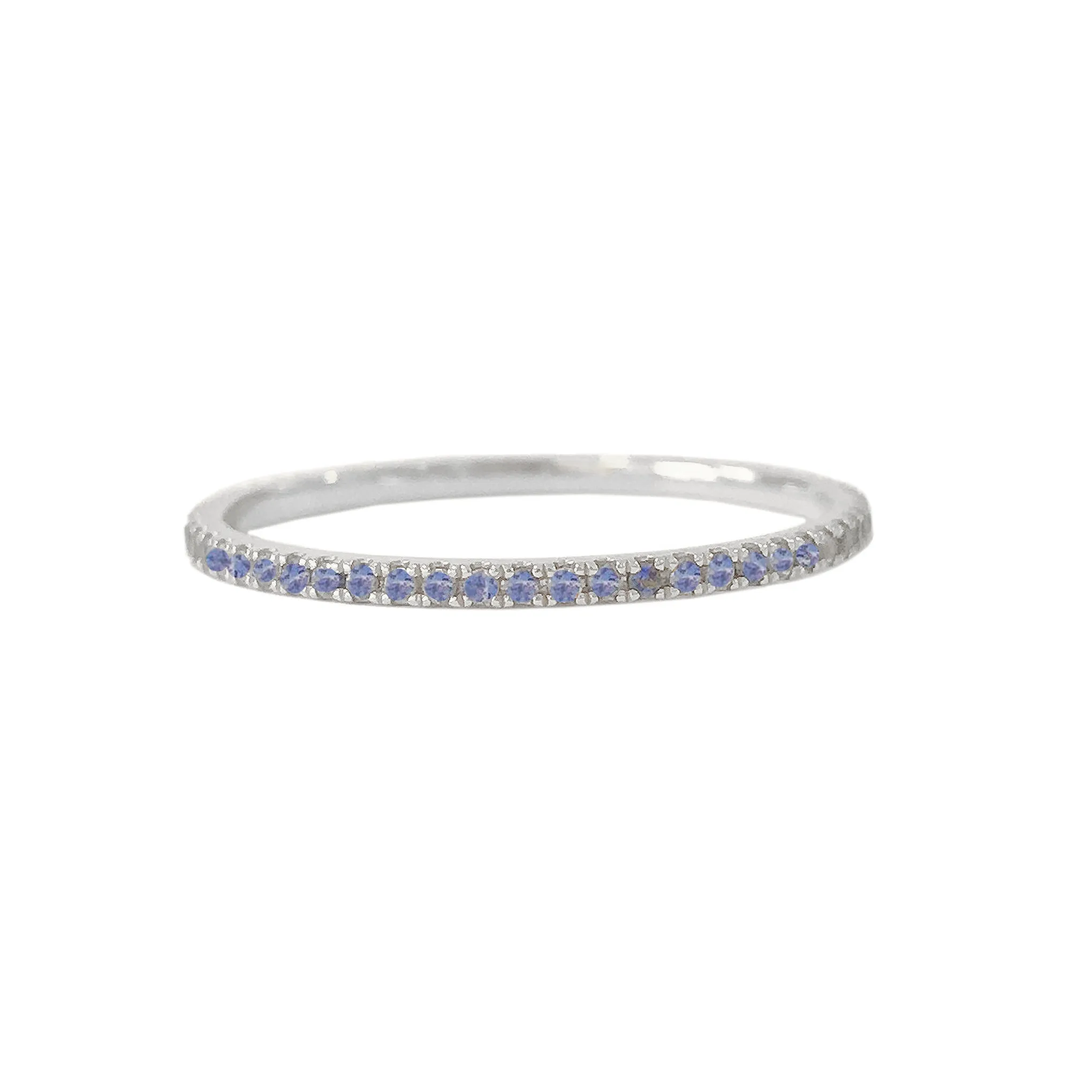 14K Gold Micro Pavé Denim Blue Sapphire Full Eternity Band