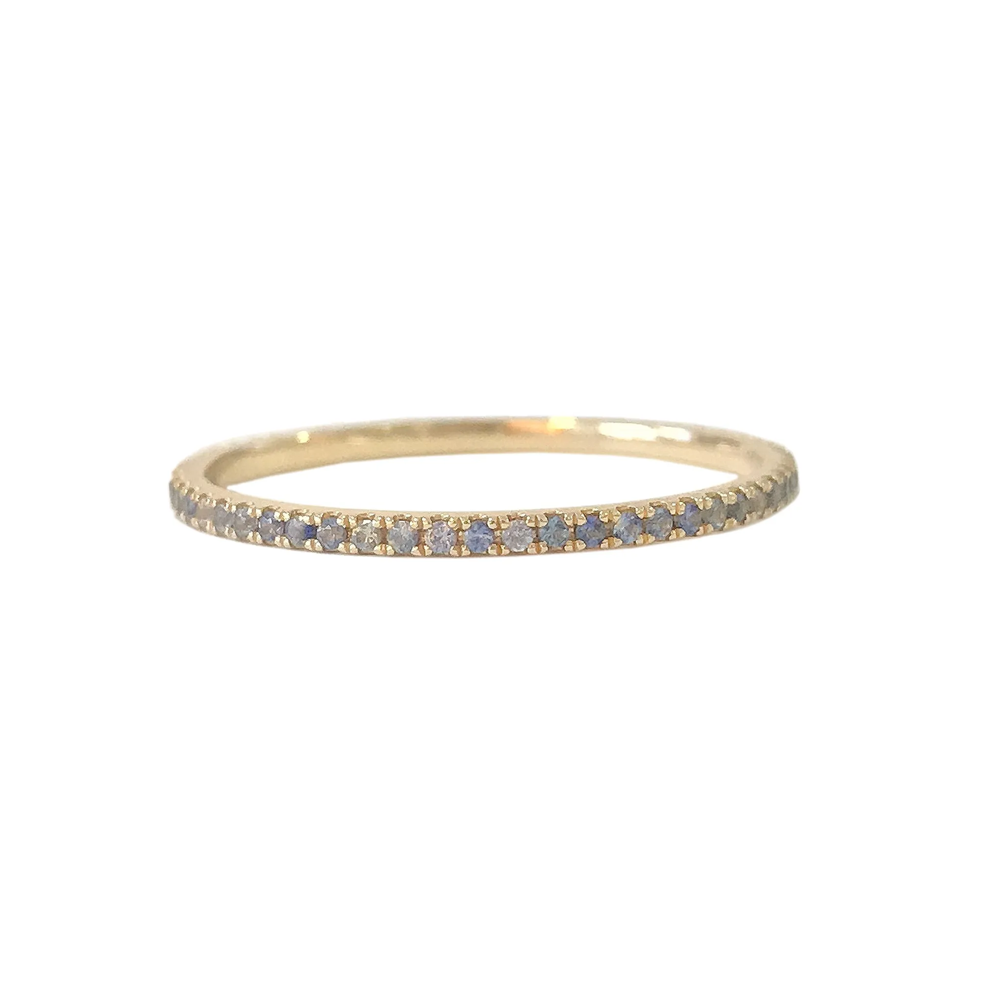 14K Gold Micro Pavé Denim Blue Sapphire Full Eternity Band
