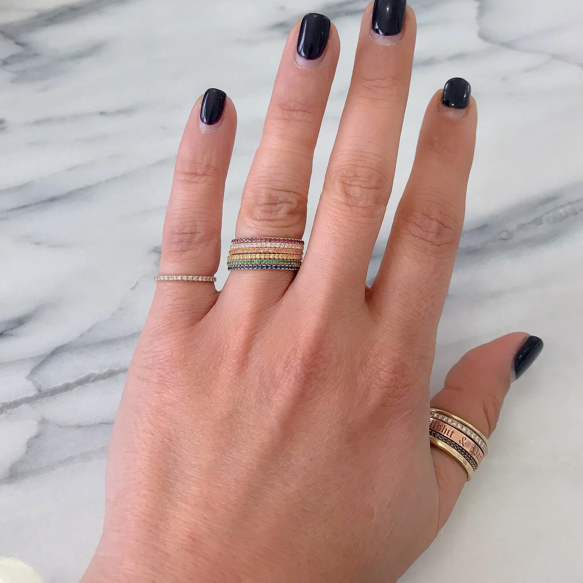 14K Gold Micro Pavé Emerald Full Eternity Band