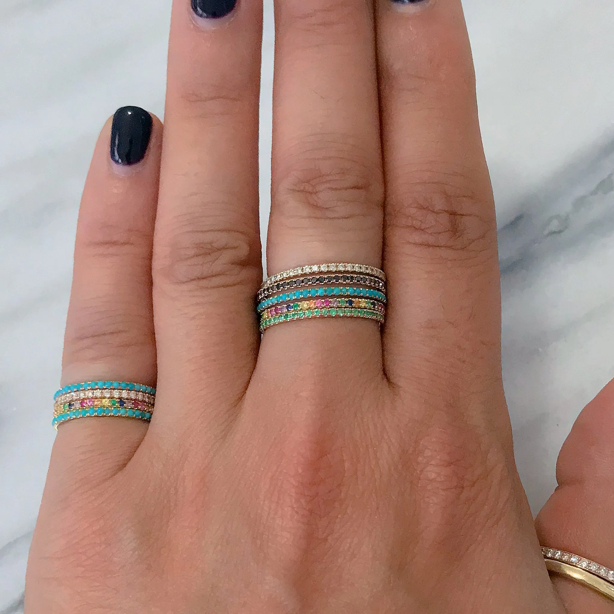 14K Gold Micro Pavé Emerald Full Eternity Band