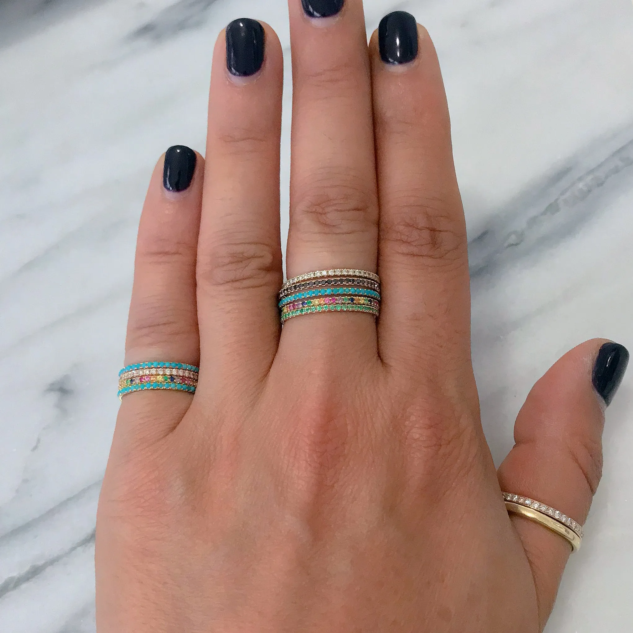 14K Gold Micro Pavé Emerald Full Eternity Band