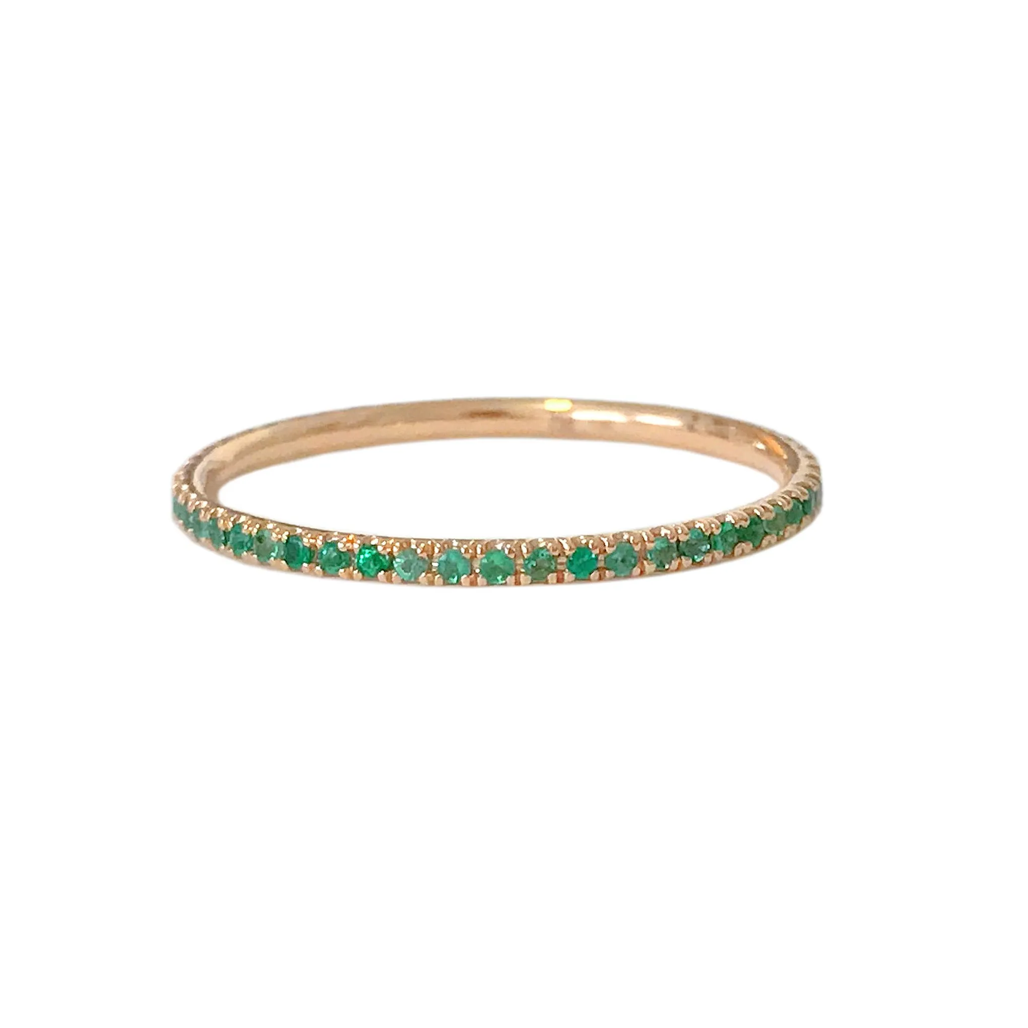 14K Gold Micro Pavé Emerald Full Eternity Band