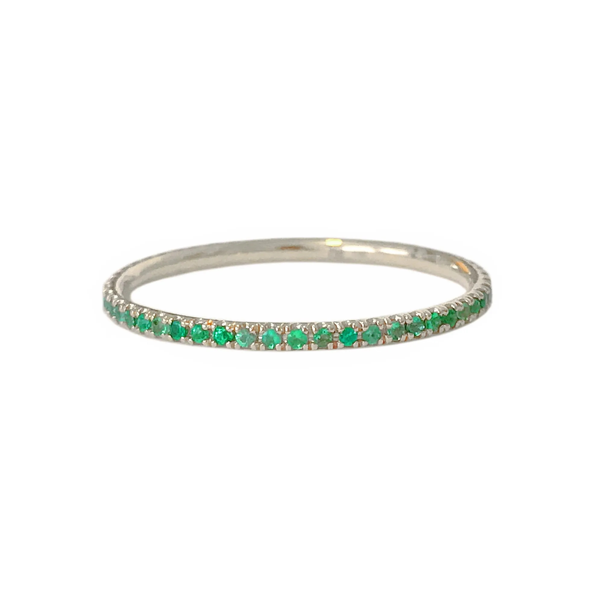 14K Gold Micro Pavé Emerald Full Eternity Band