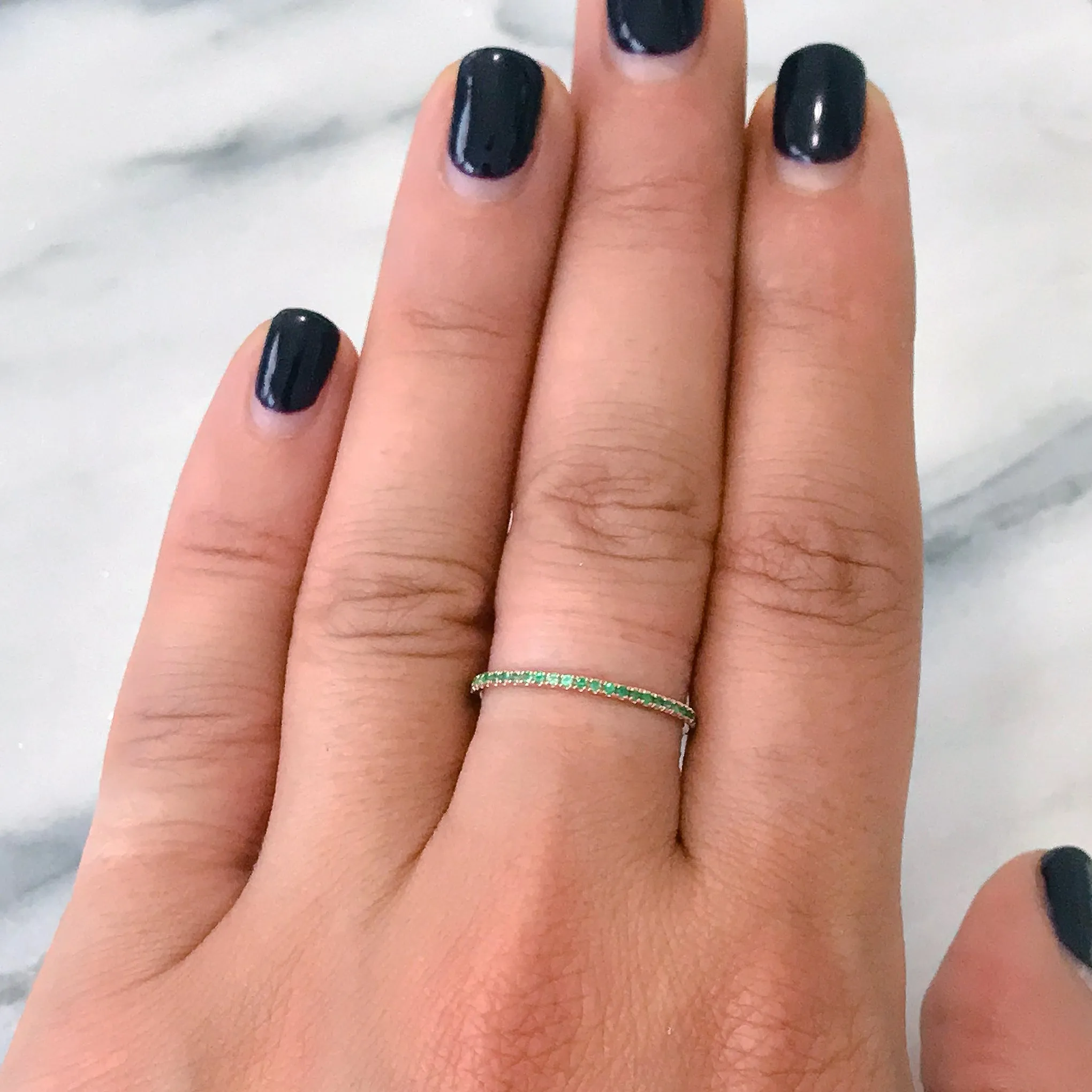 14K Gold Micro Pavé Emerald Full Eternity Band