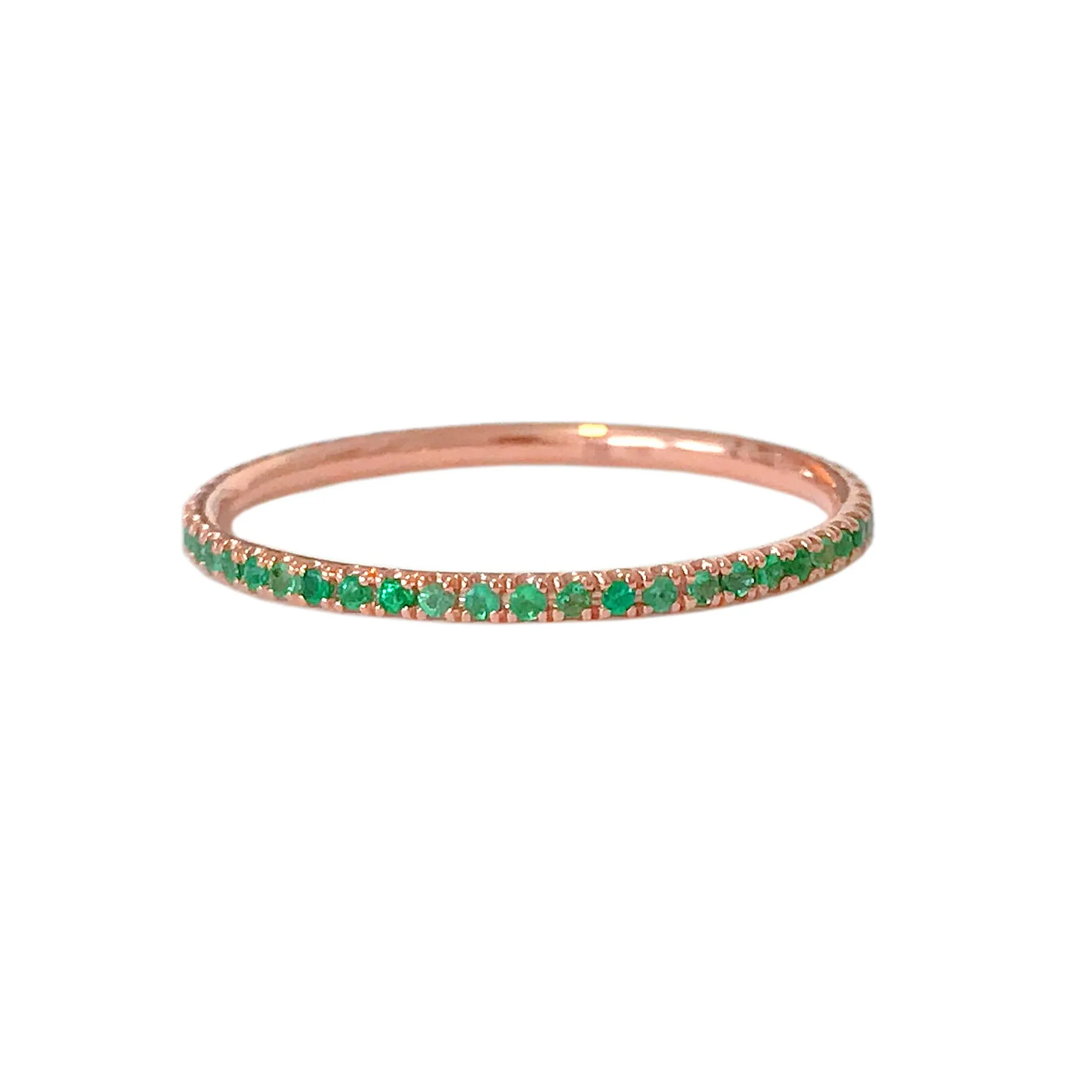 14K Gold Micro Pavé Emerald Full Eternity Band