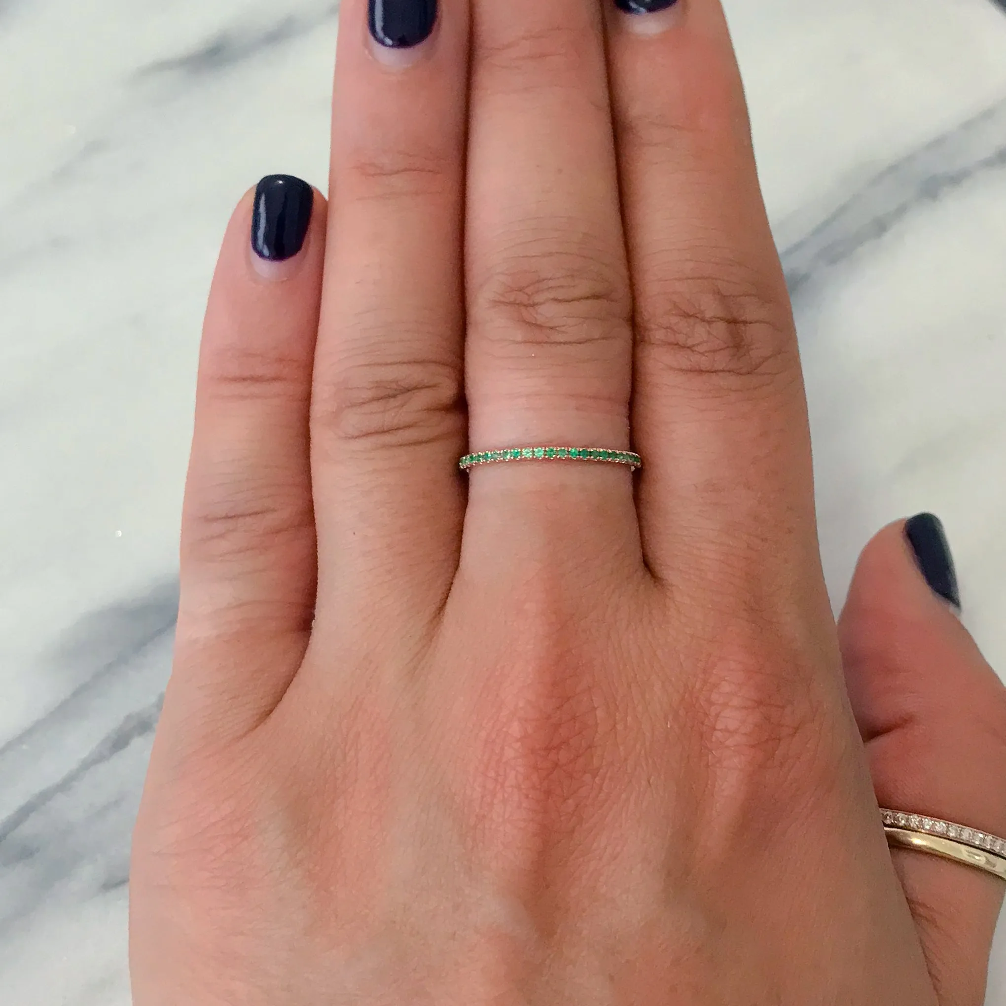 14K Gold Micro Pavé Emerald Full Eternity Band