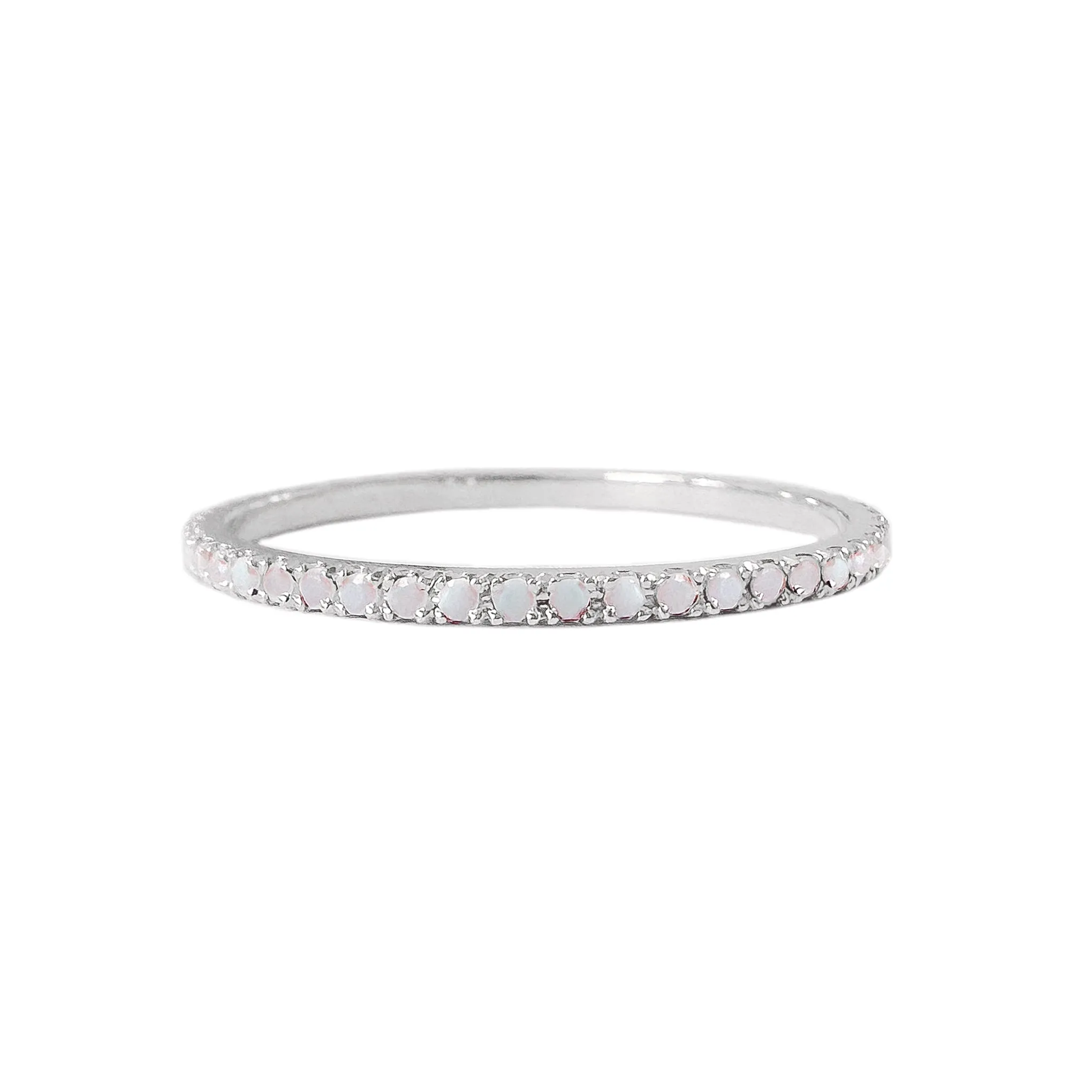 14K Gold Micro Pavé Opal Gemstone Full Eternity Band