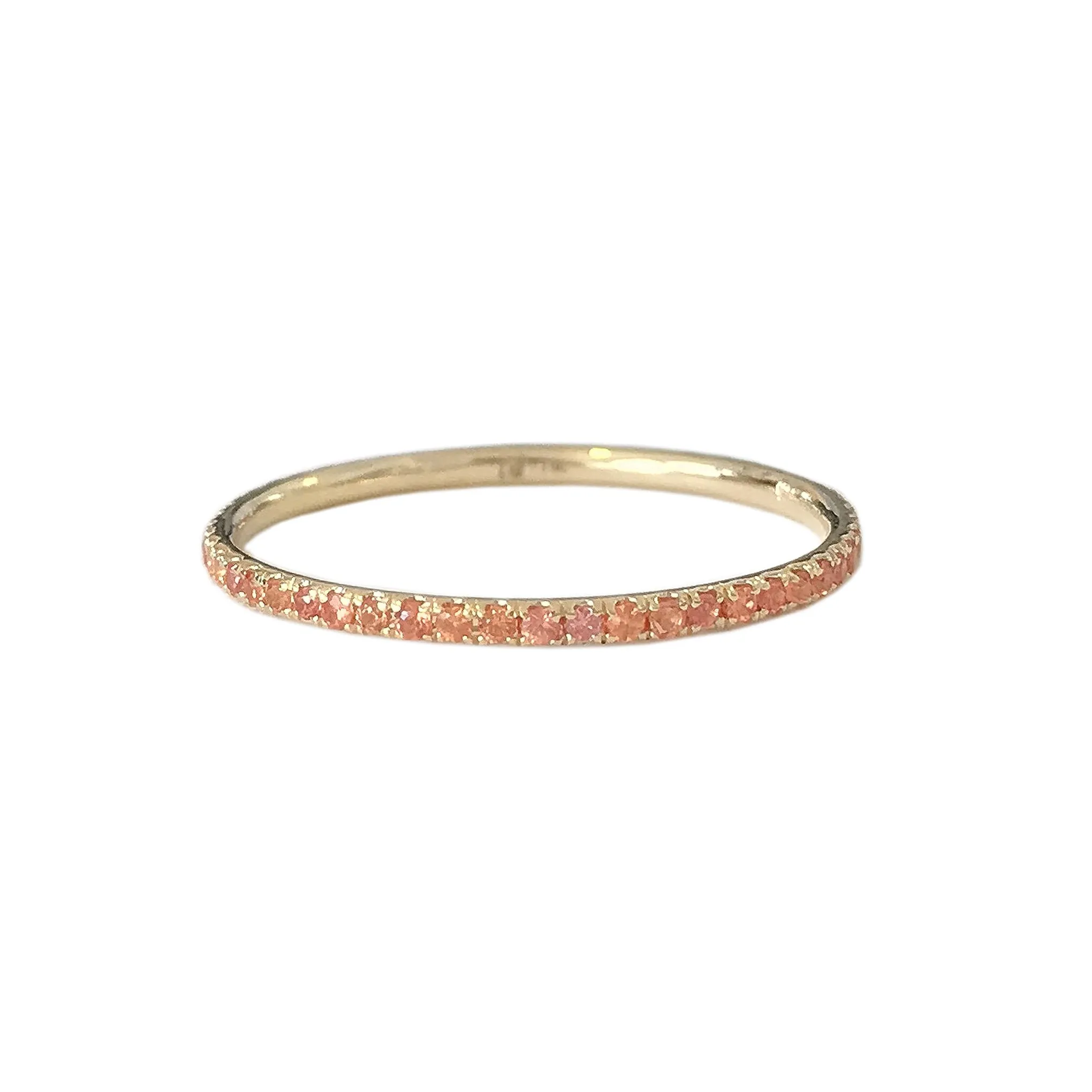 14K Gold Micro Pavé Orange Sapphire Gemstone Full Eternity Band