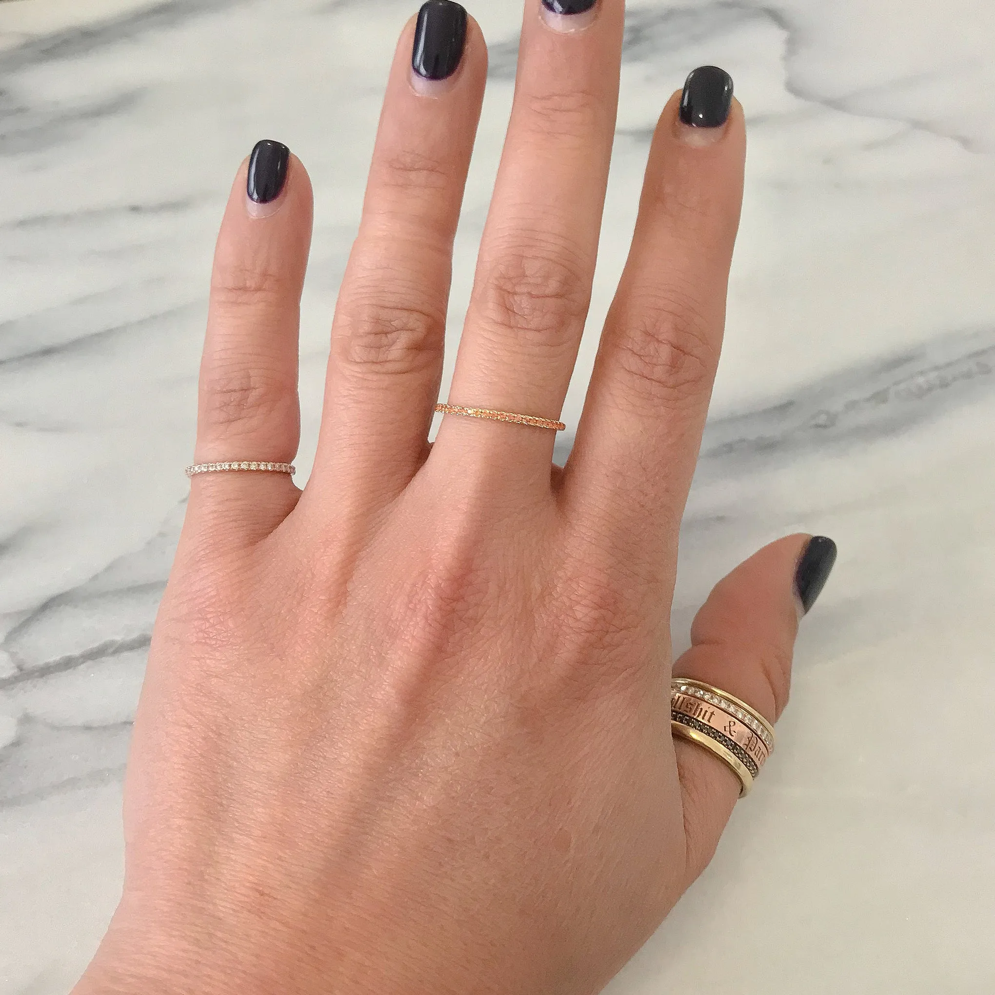 14K Gold Micro Pavé Orange Sapphire Gemstone Full Eternity Band