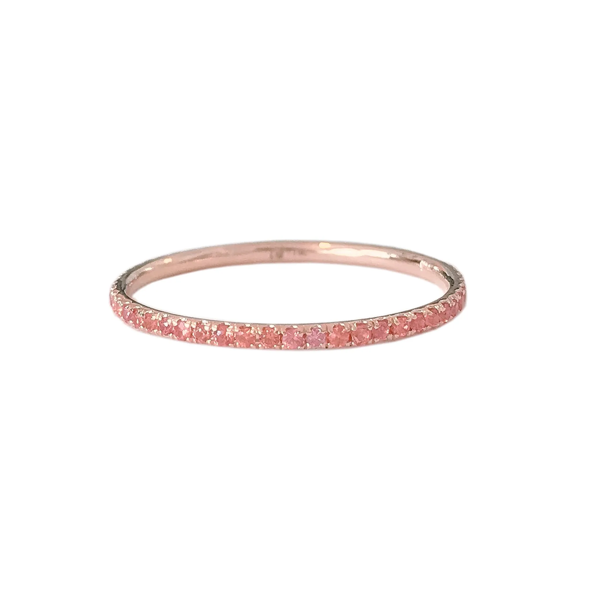 14K Gold Micro Pavé Orange Sapphire Gemstone Full Eternity Band