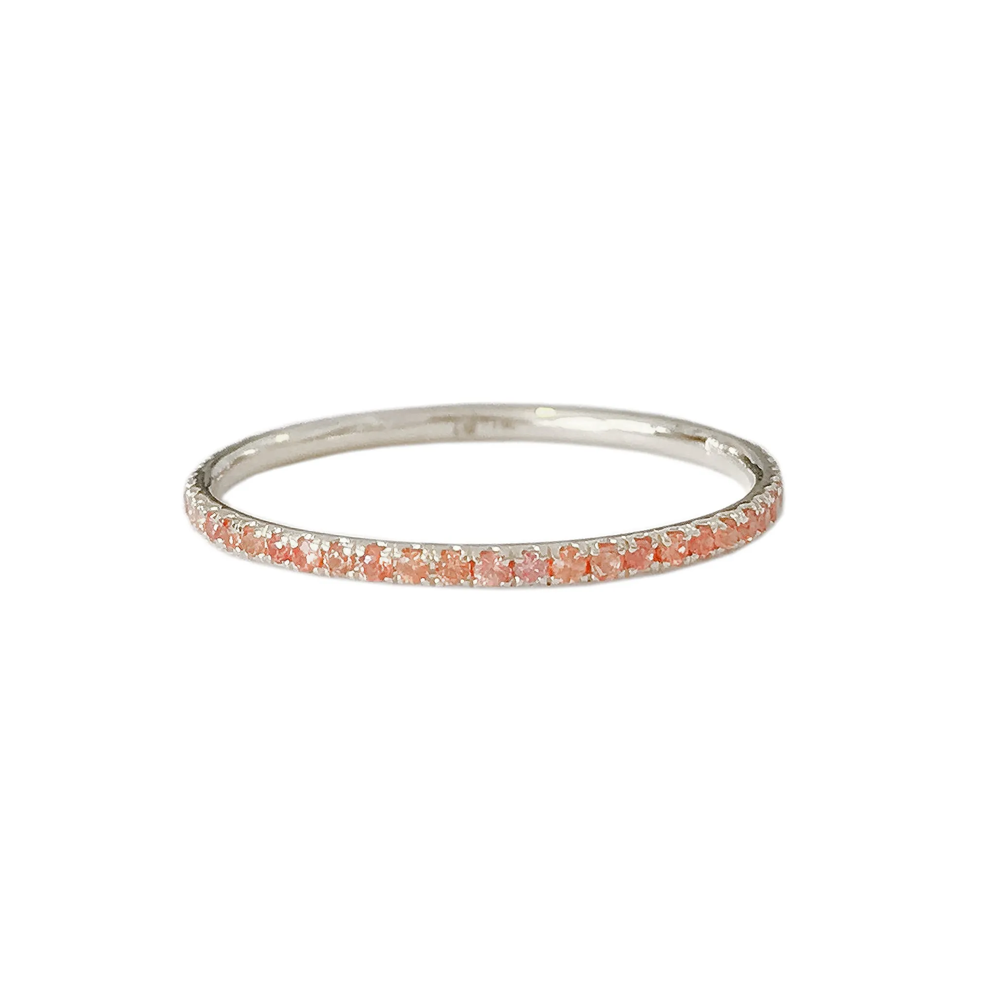 14K Gold Micro Pavé Orange Sapphire Gemstone Full Eternity Band