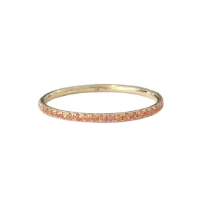 14K Gold Micro Pavé Orange Sapphire Gemstone Full Eternity Band