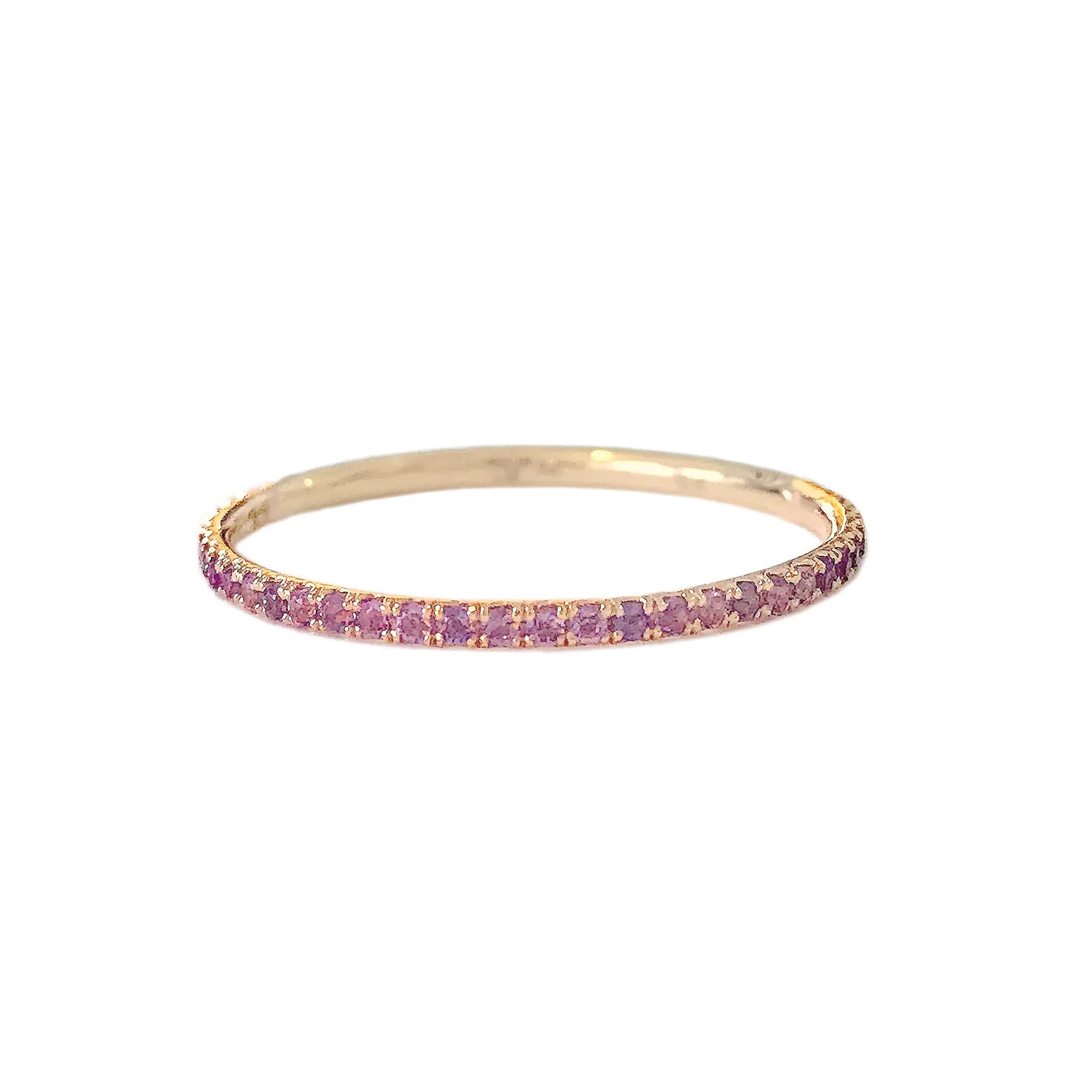 14K Gold Micro Pavé Purple Sapphire Gemstone Full Eternity Band