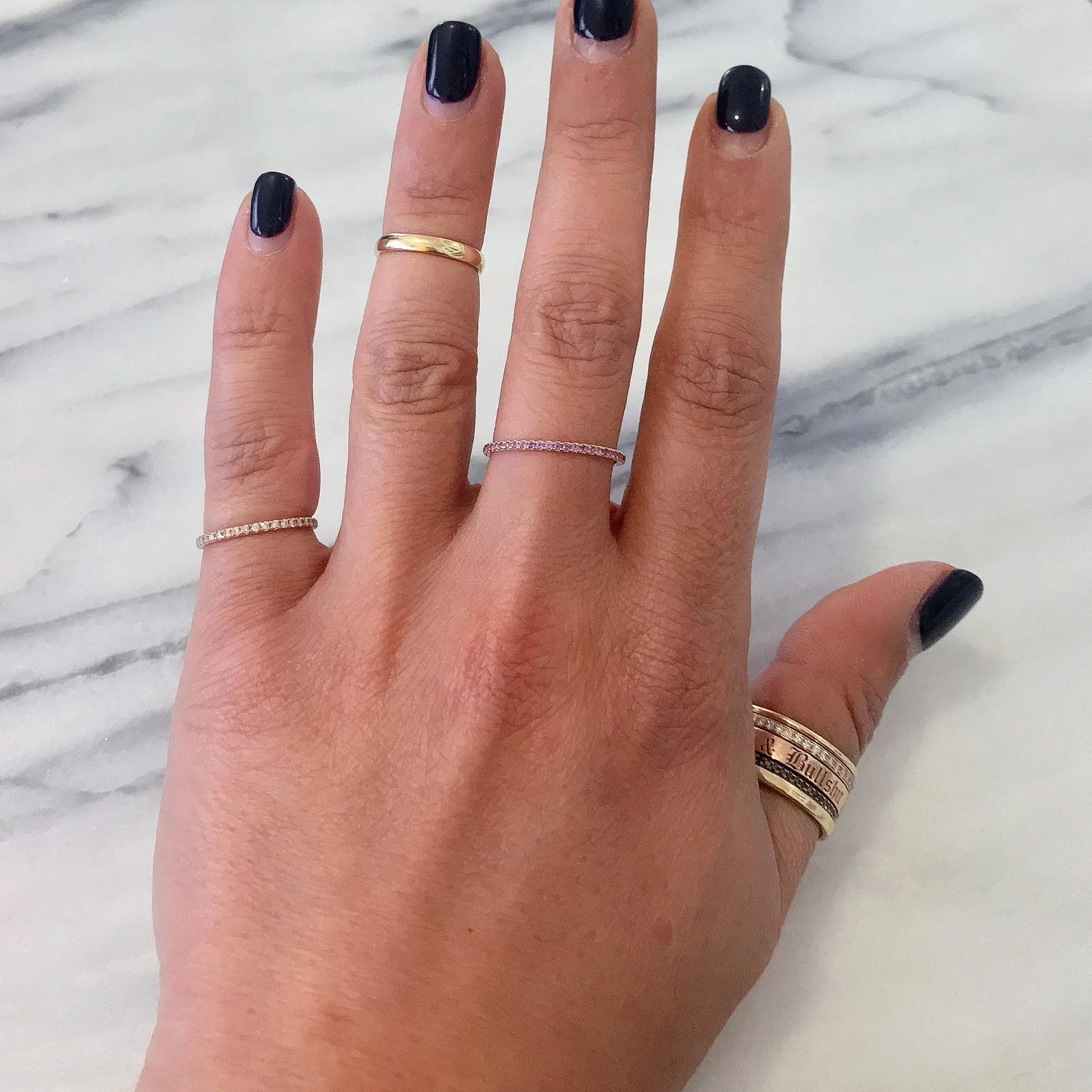 14K Gold Micro Pavé Purple Sapphire Gemstone Full Eternity Band