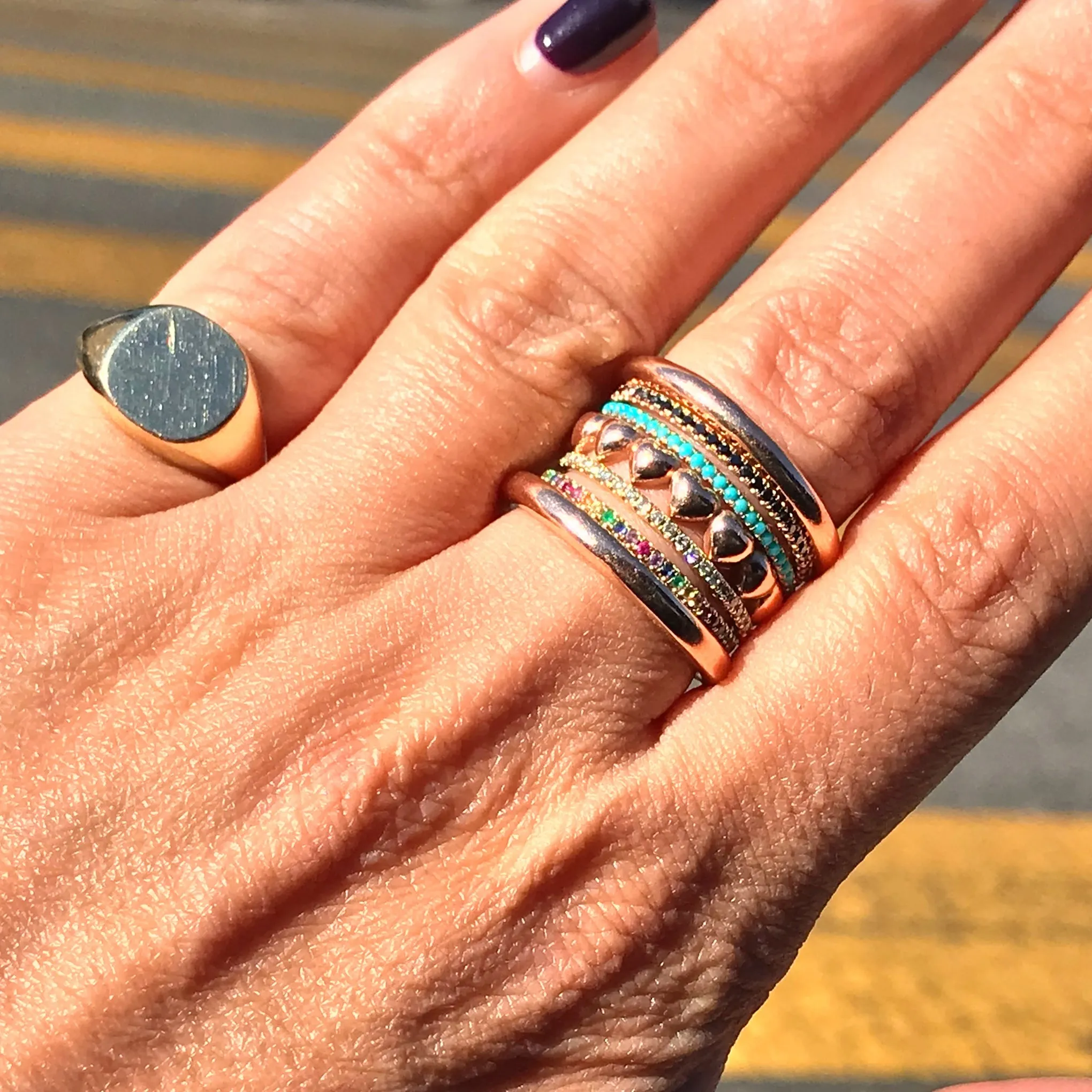 14K Gold Micro Pavé Rainbow Gemstone Full Eternity Band