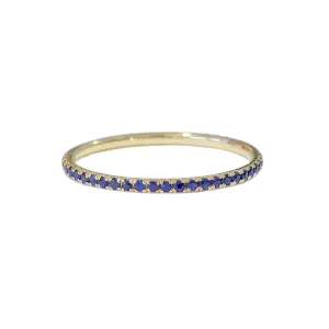 14K Gold Micro Pavé Sapphire Gemstone Full Eternity Band