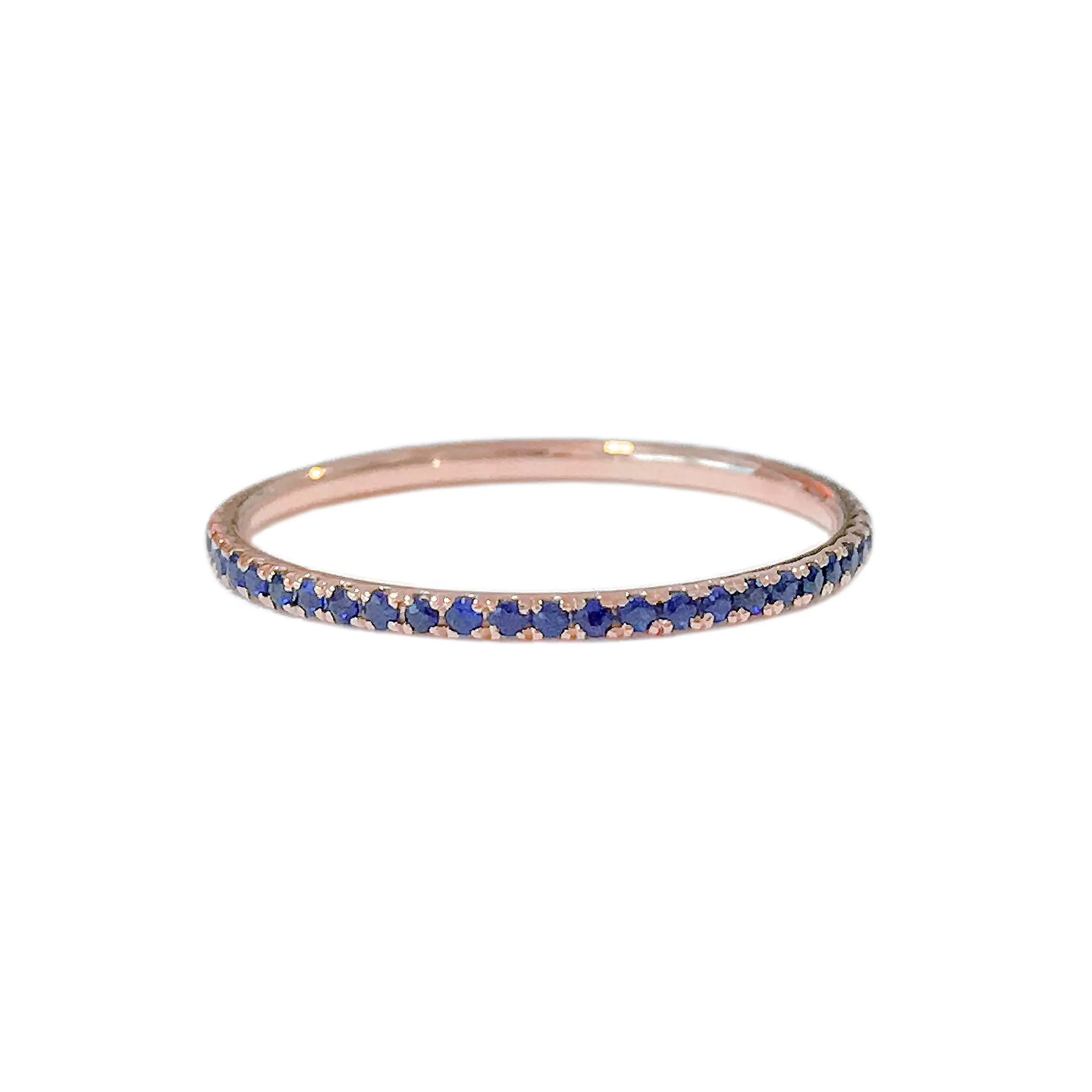 14K Gold Micro Pavé Sapphire Gemstone Full Eternity Band