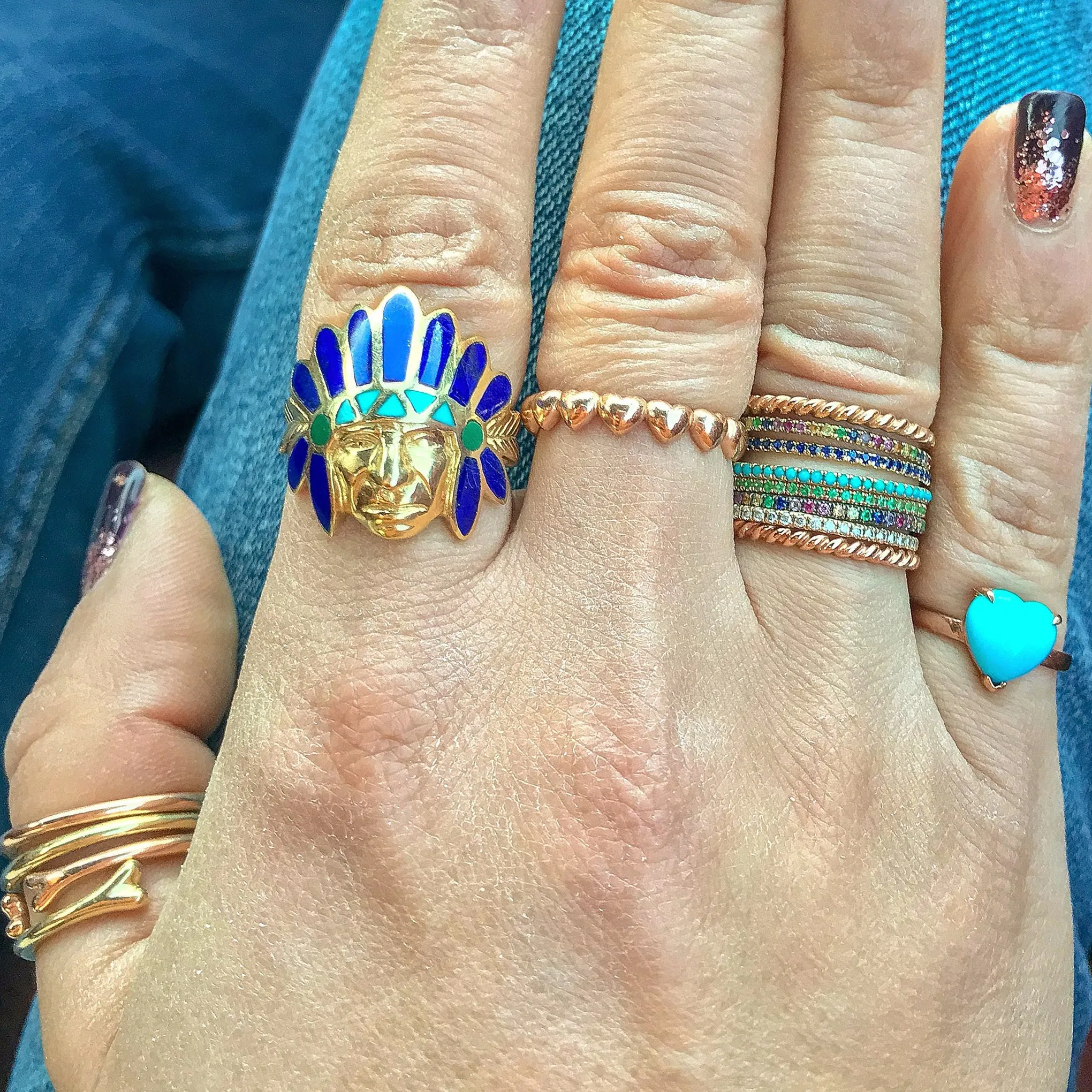 14K Gold Micro Pavé Turquoise Gemstone Full Eternity Band