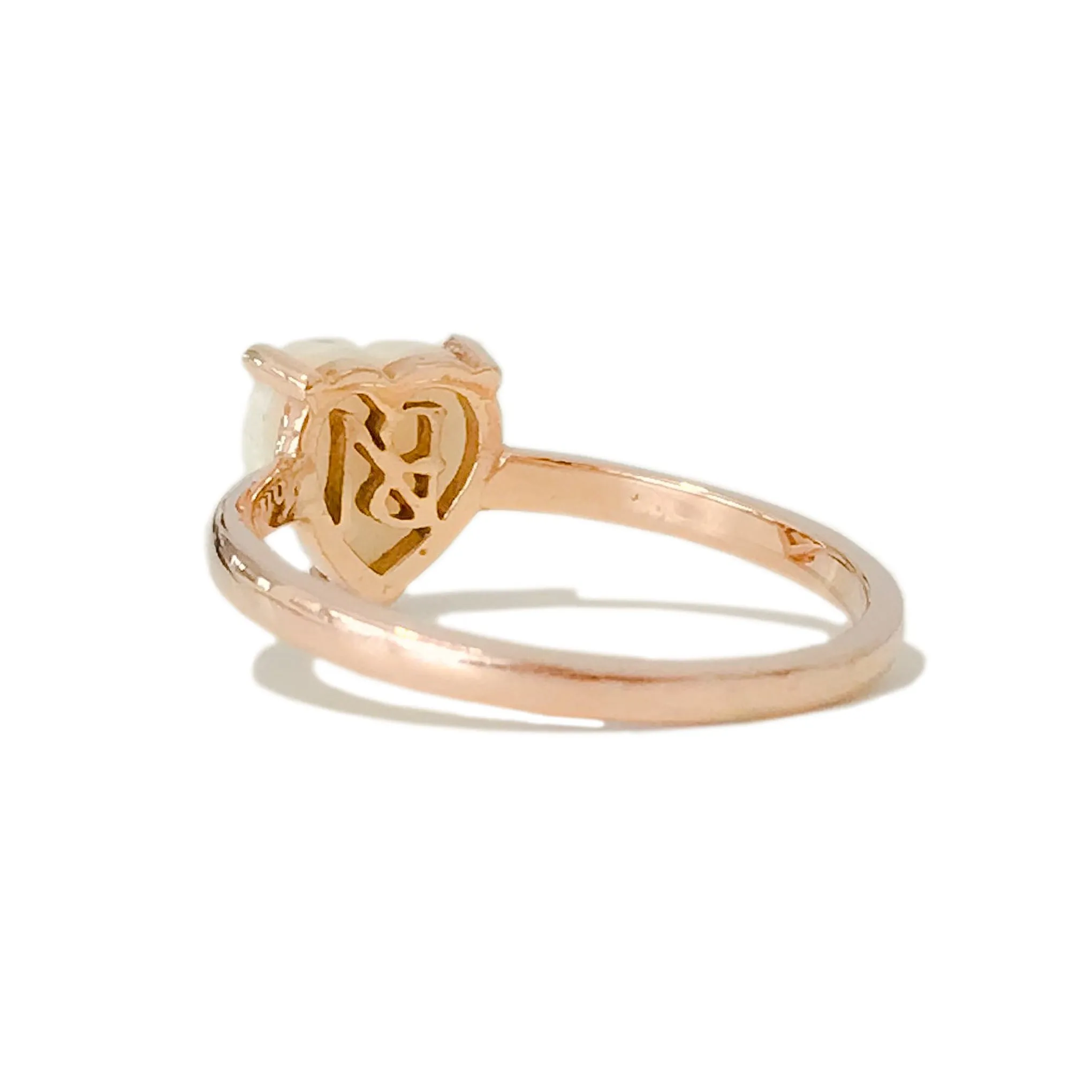 14K Gold Opal Heart Solitaire Ring
