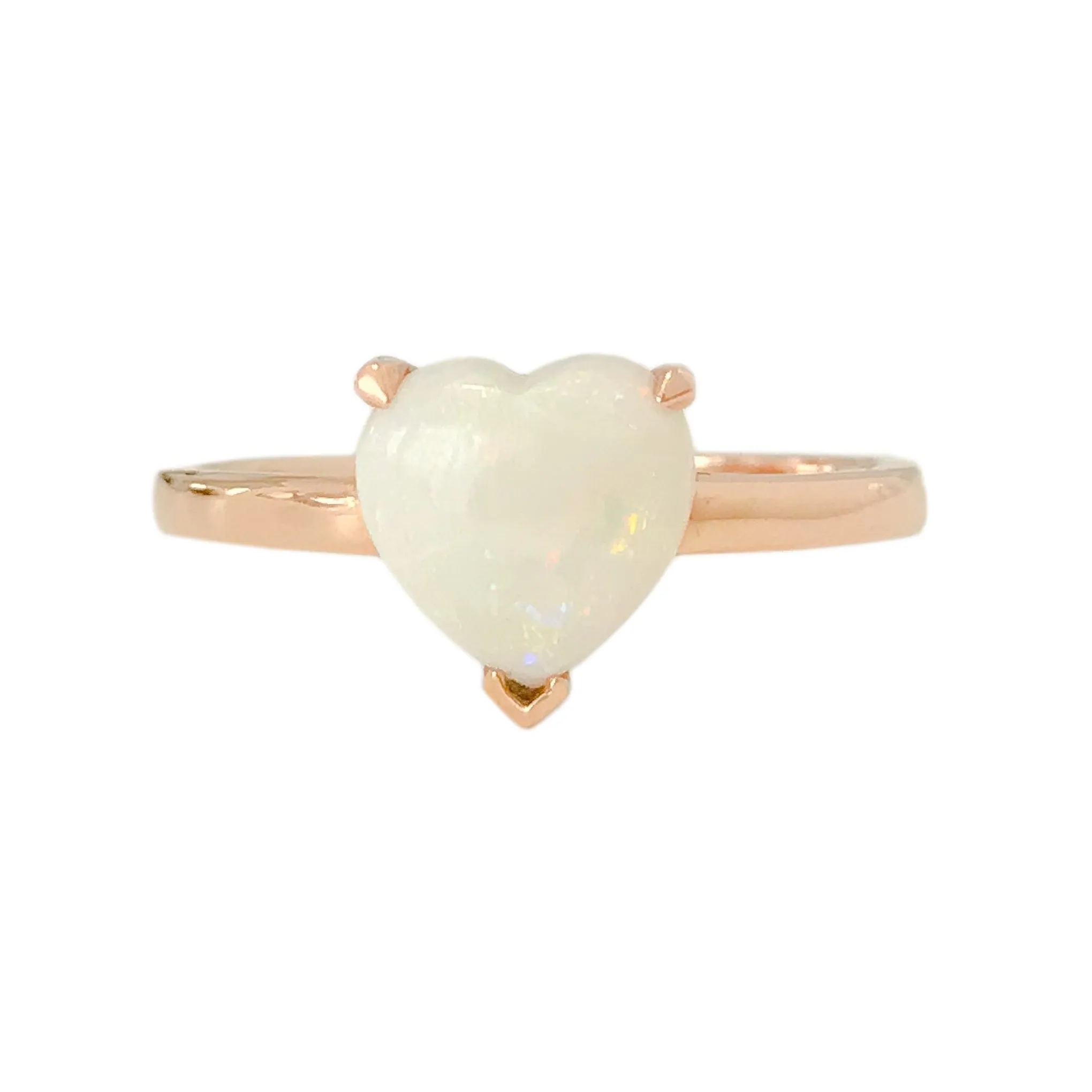 14K Gold Opal Heart Solitaire Ring
