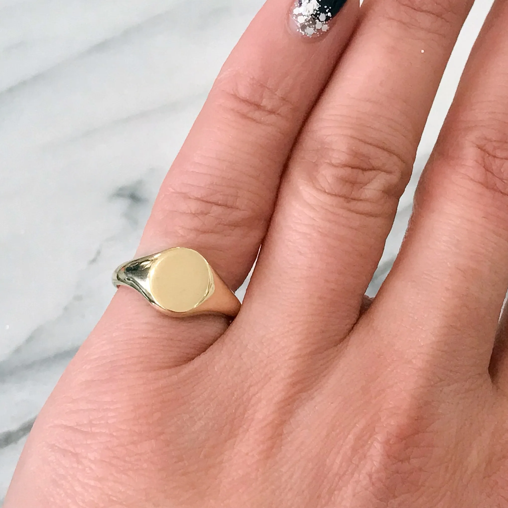 14K Gold Oval Signet Ring ~ Small Size