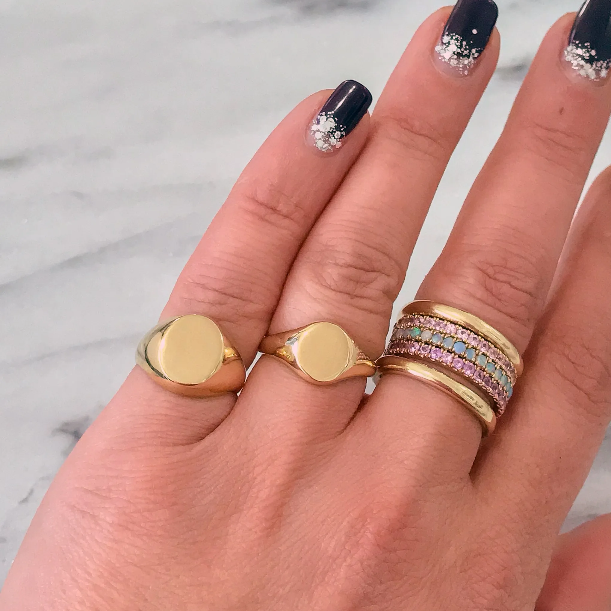 14K Gold Oval Signet Ring ~ Small Size