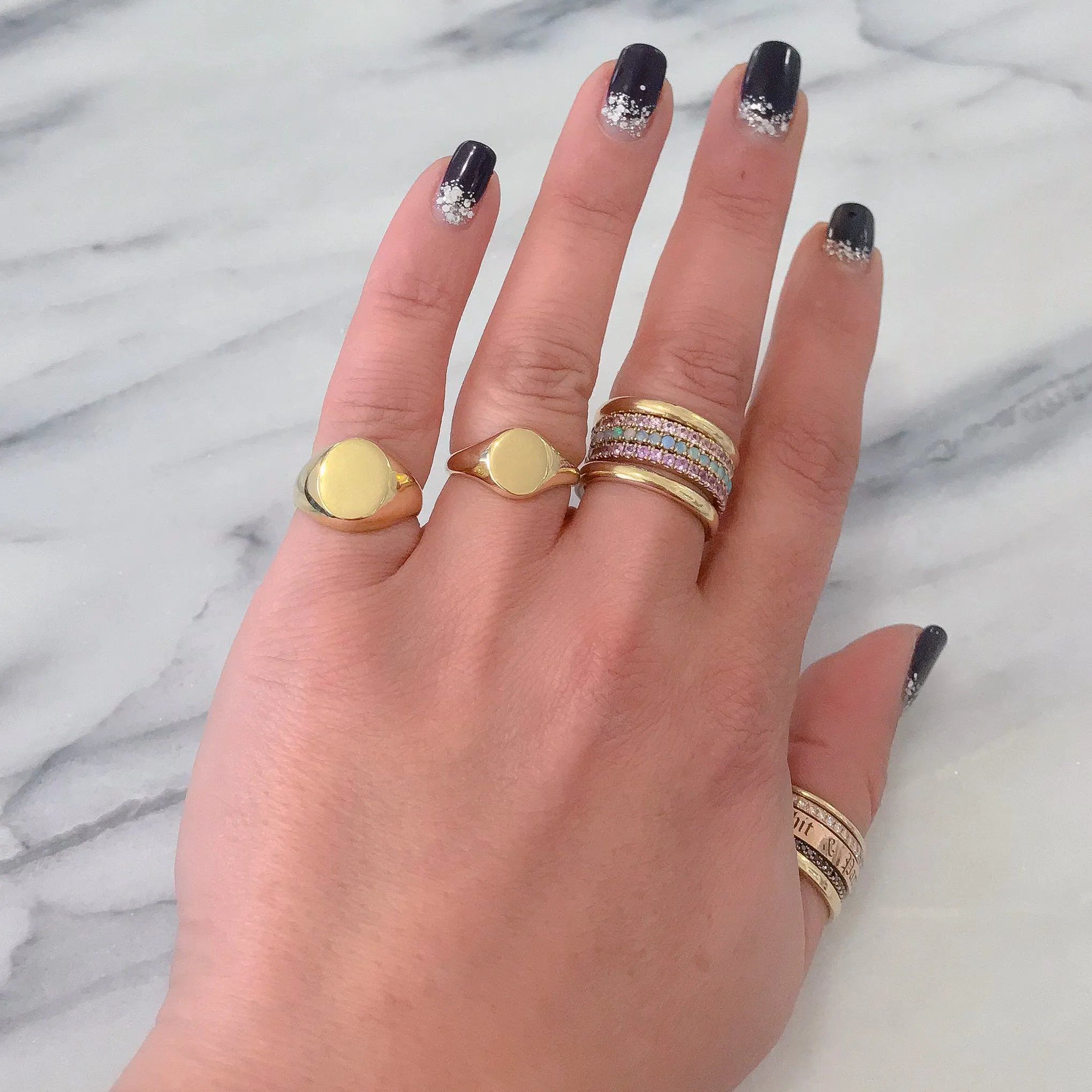 14K Gold Oval Signet Ring ~ Small Size
