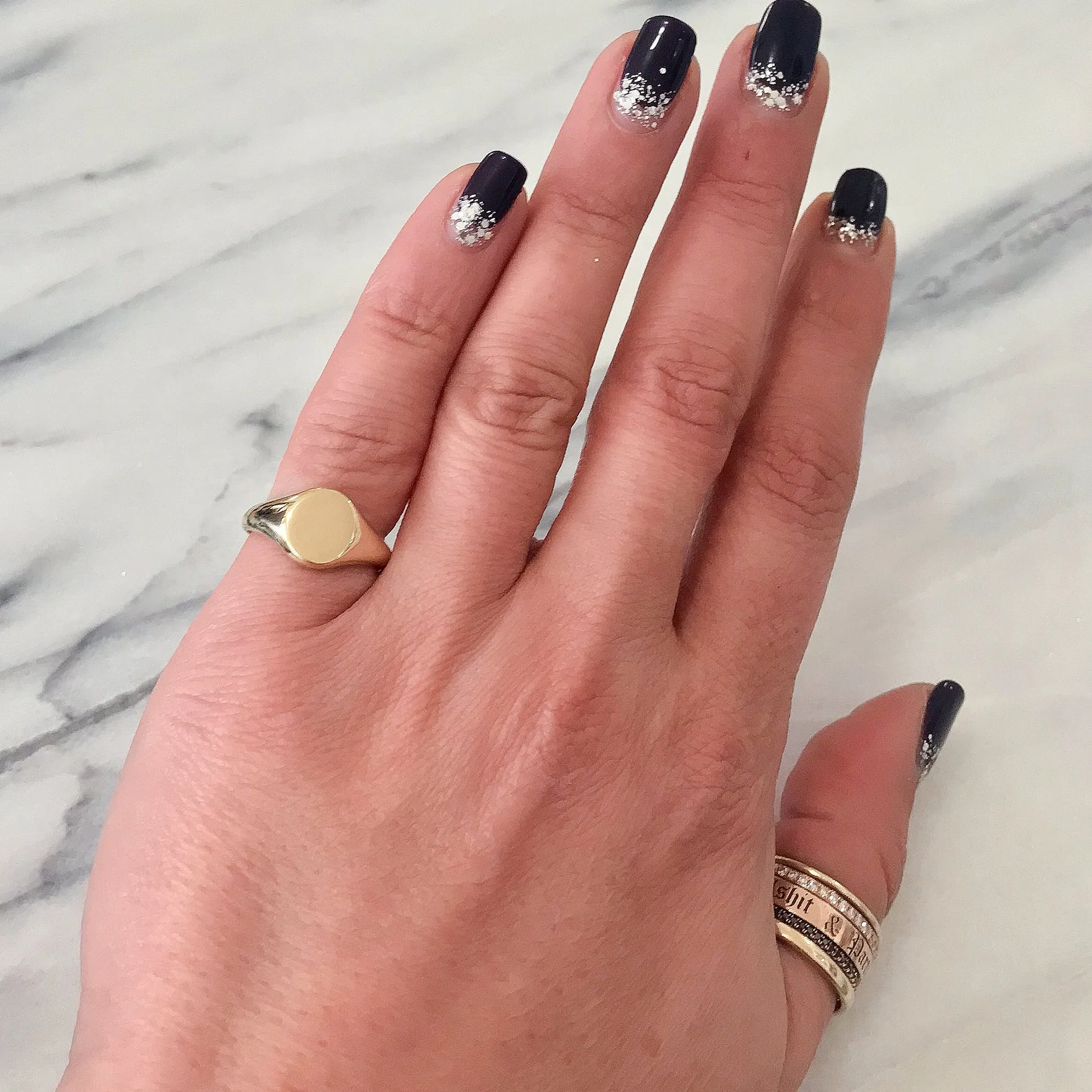 14K Gold Oval Signet Ring ~ Small Size