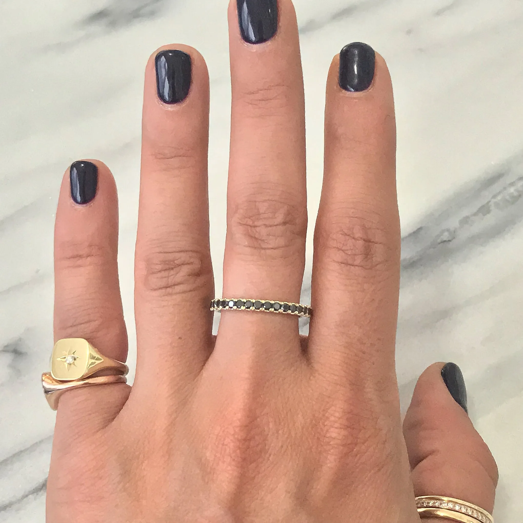 14K Gold Pavé Black Diamond Full Eternity Band