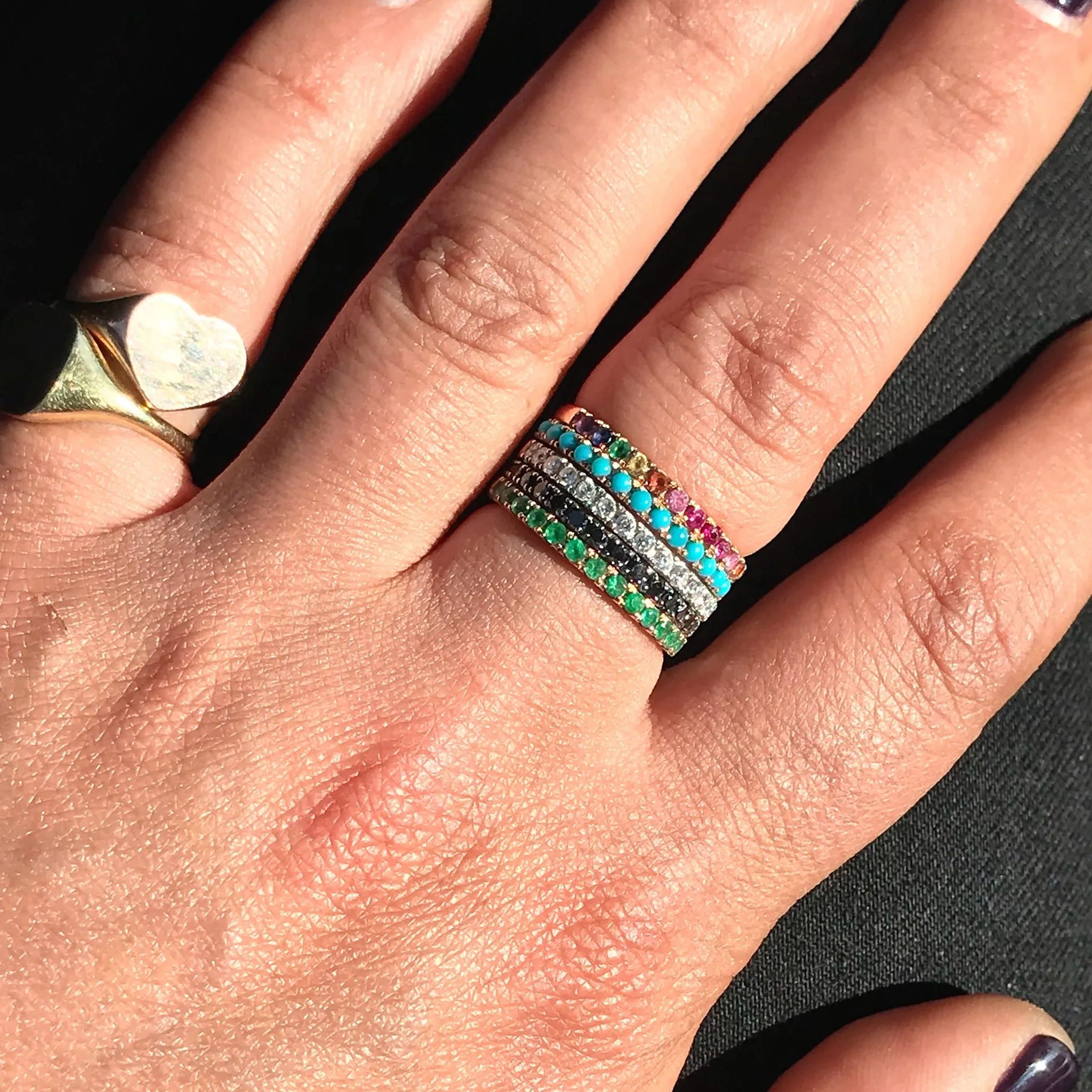 14K Gold Pavé Black Diamond Half Eternity Band