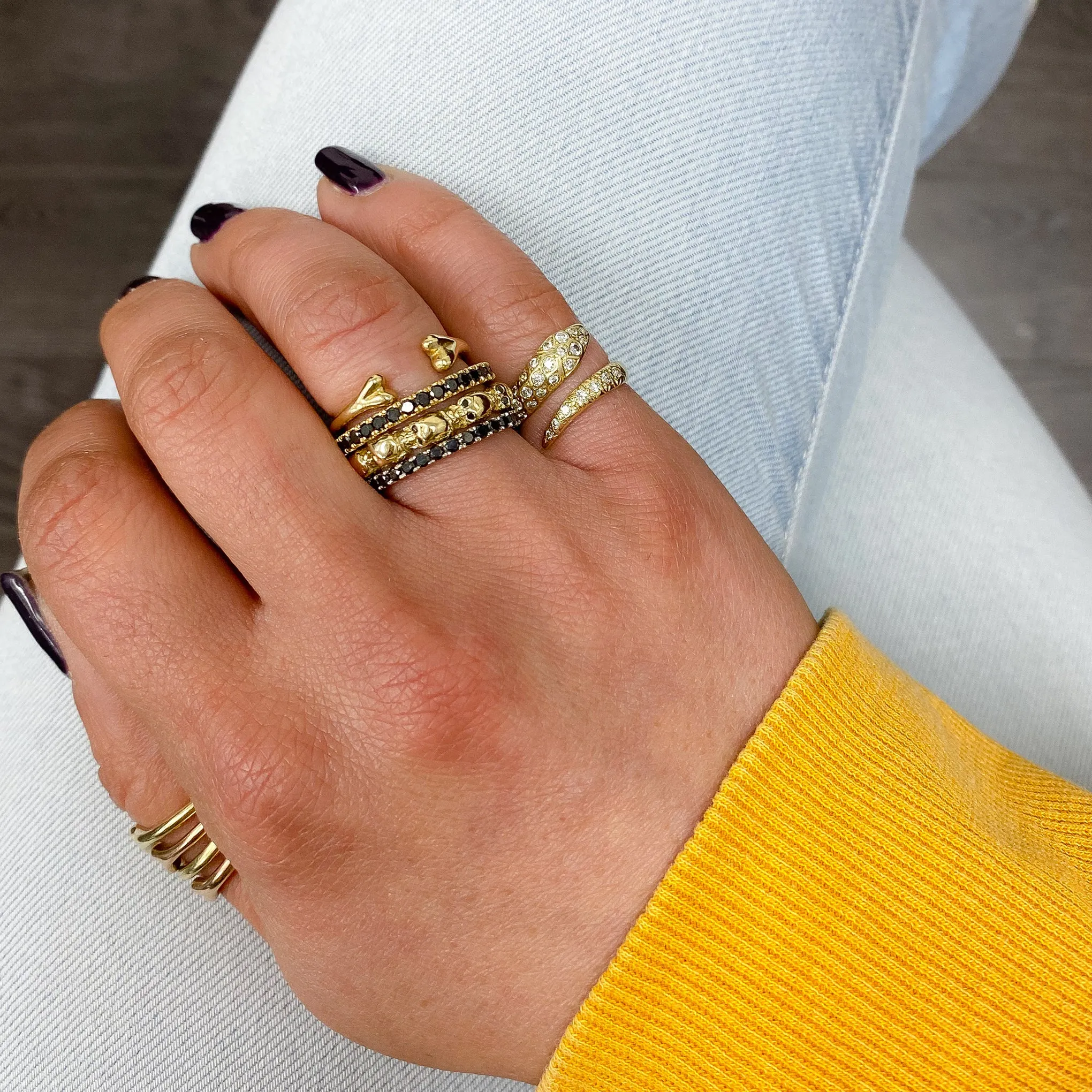 14K Gold Pavé Black Diamond Half Eternity Band