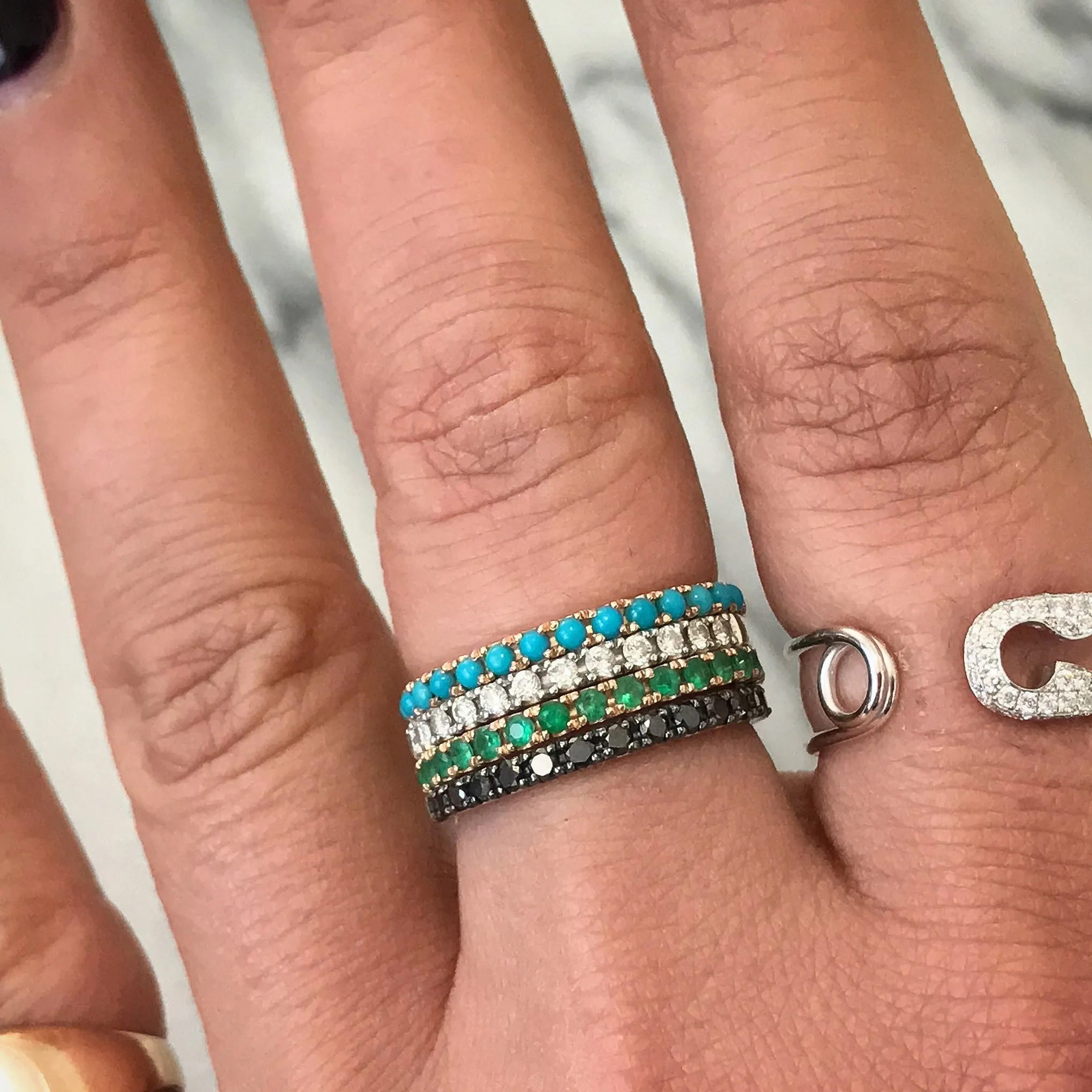 14K Gold Pavé Black Diamond Half Eternity Band