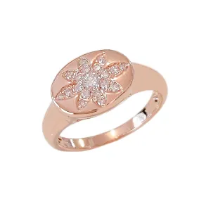 14K Gold Pavé Diamond Daisy Oval Signet Ring ~ LIMITED EDITION