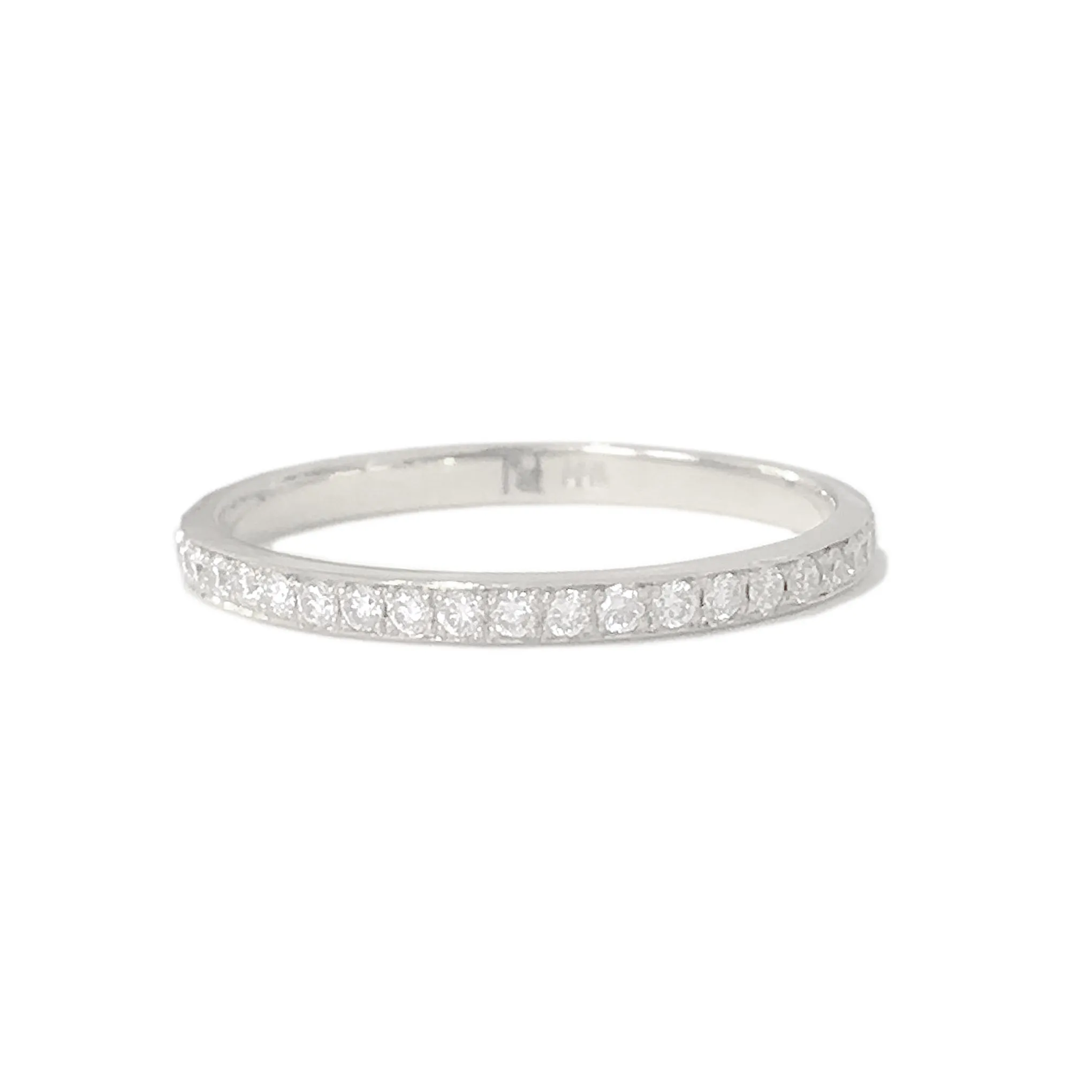 14K Gold Pavé Diamond Full Eternity Band, Comfort Fit