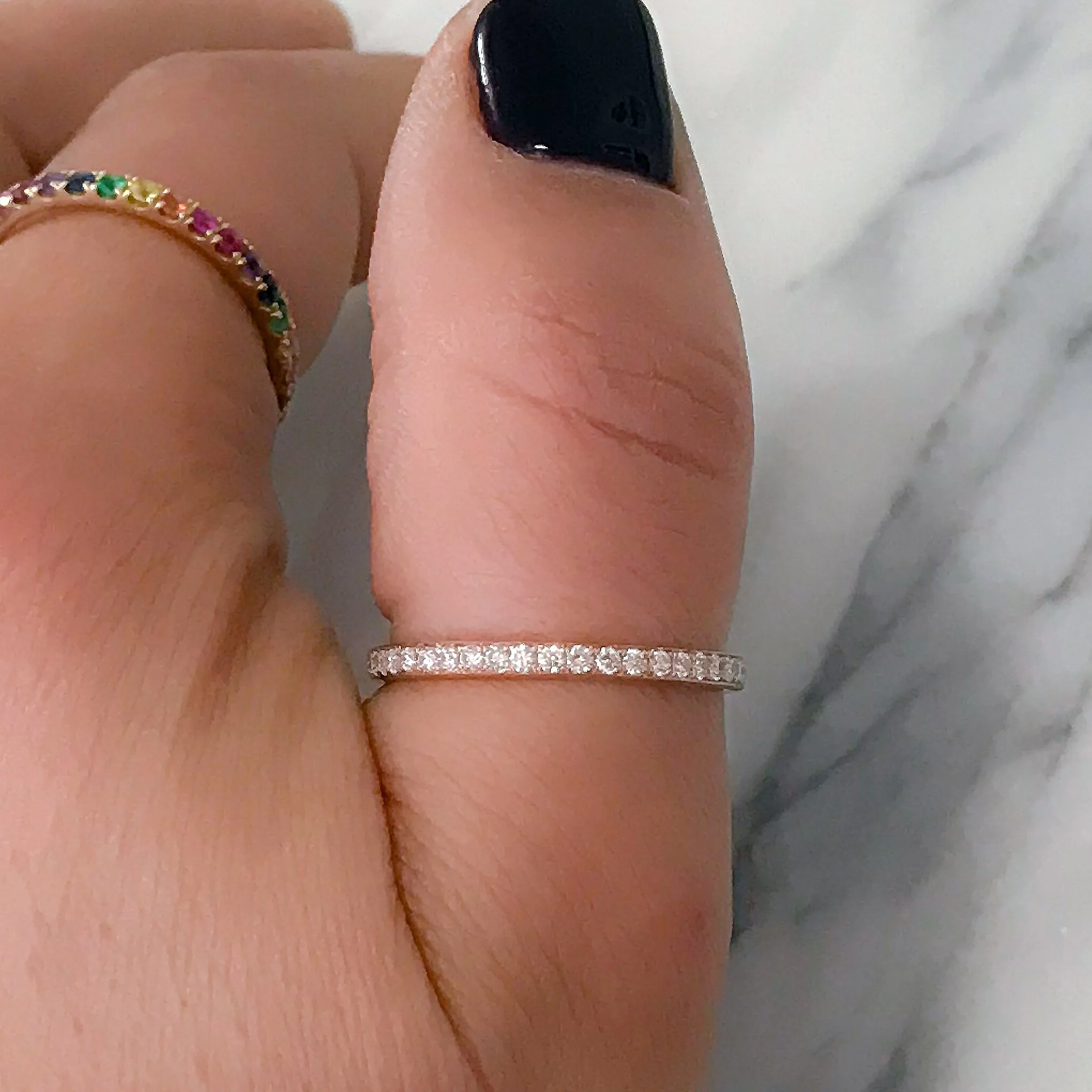 14K Gold Pavé Diamond Full Eternity Band, Comfort Fit