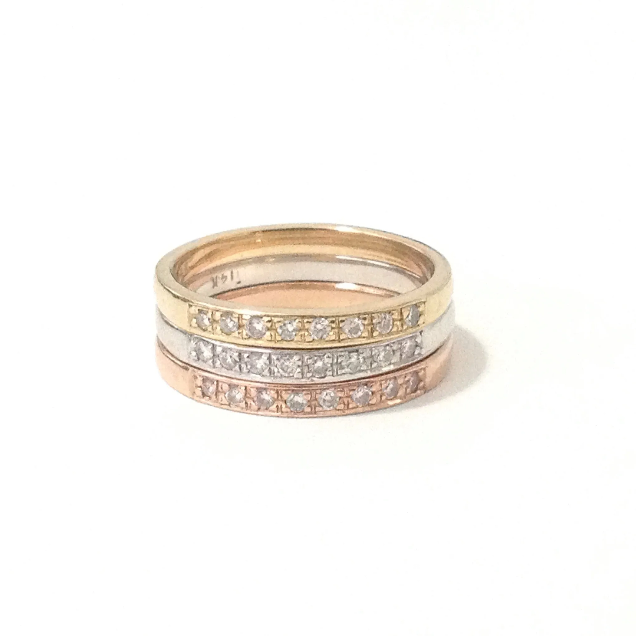 14K Gold Pavé Diamond Quarter Eternity Band