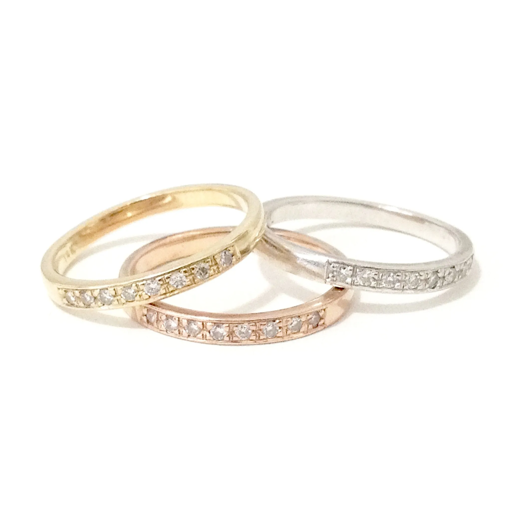 14K Gold Pavé Diamond Quarter Eternity Band