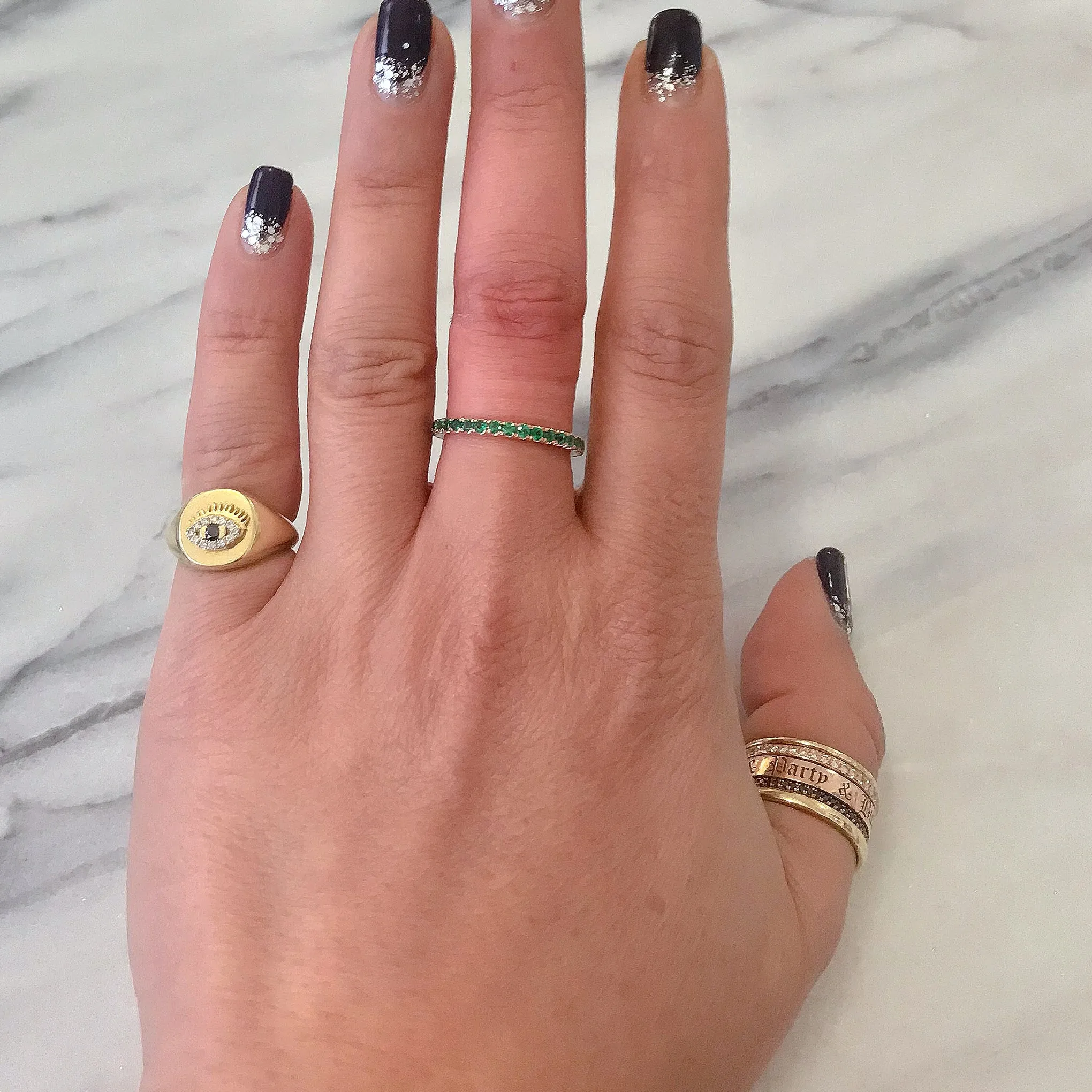 14K Gold Pavé Emerald Full Eternity Band
