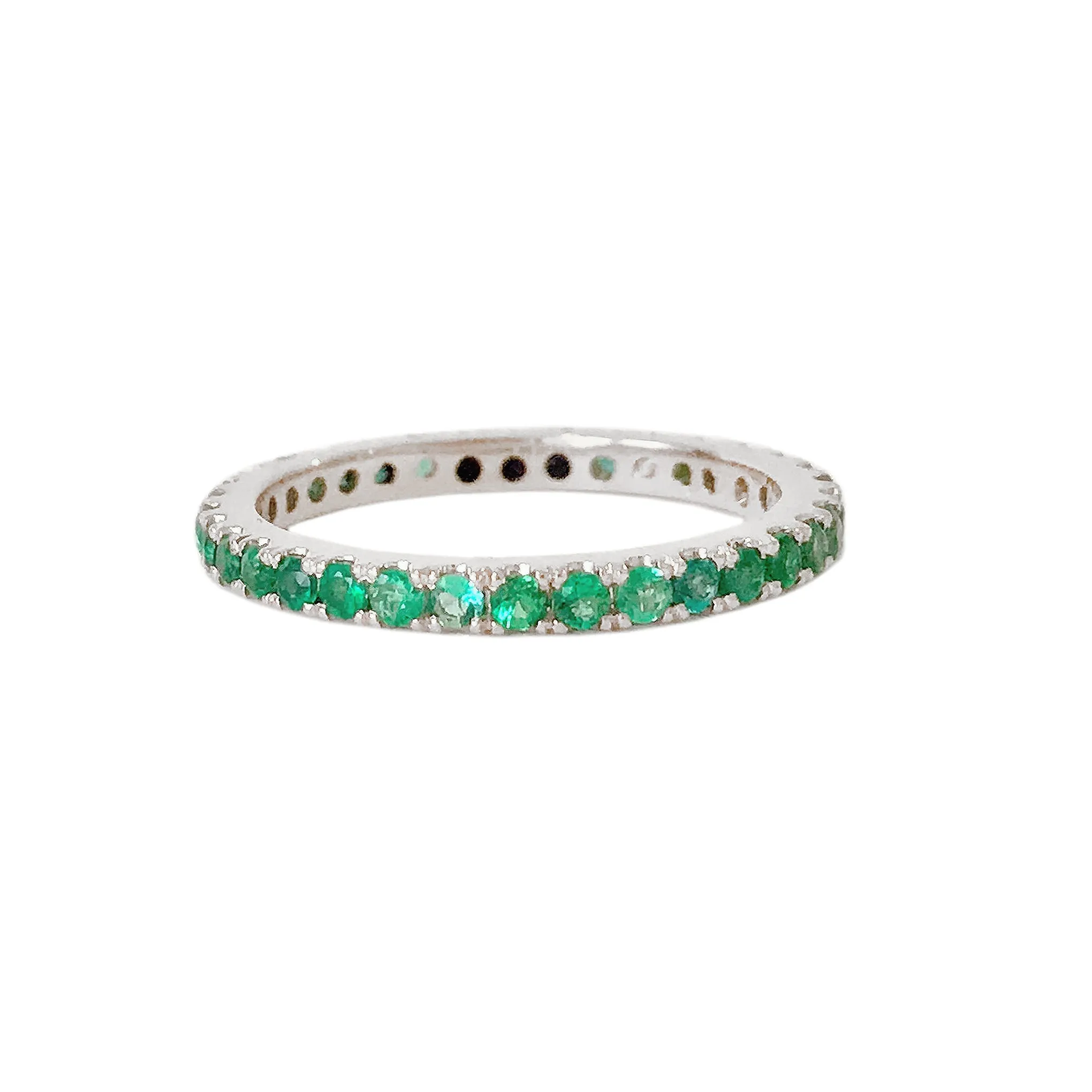 14K Gold Pavé Emerald Full Eternity Band