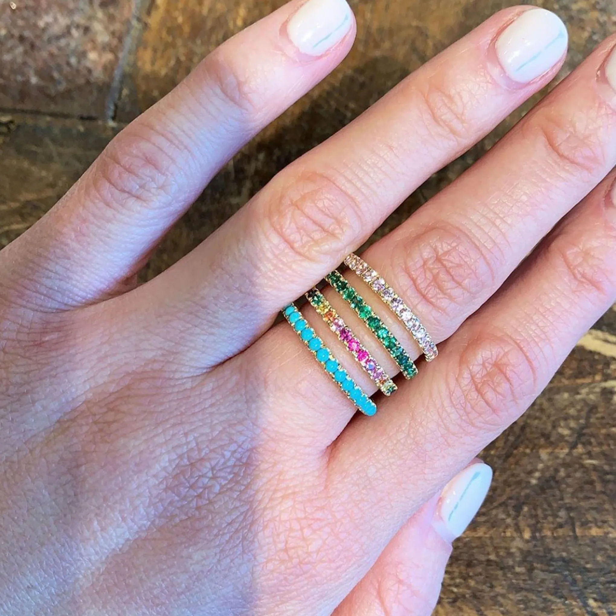 14K Gold Pavé Emerald Full Eternity Band