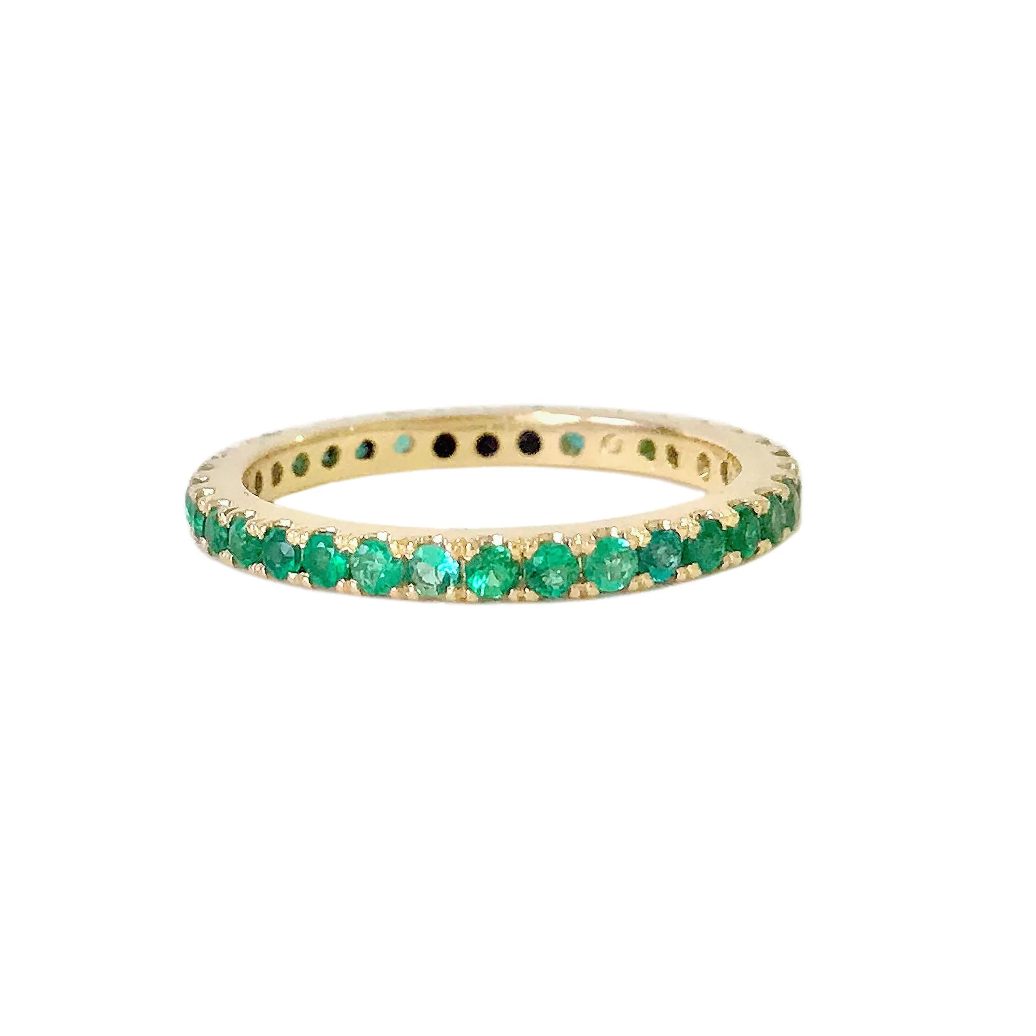 14K Gold Pavé Emerald Full Eternity Band
