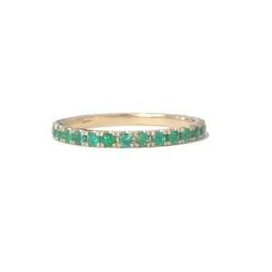 14K Gold Pavé Emerald Gemstone Half Eternity Band