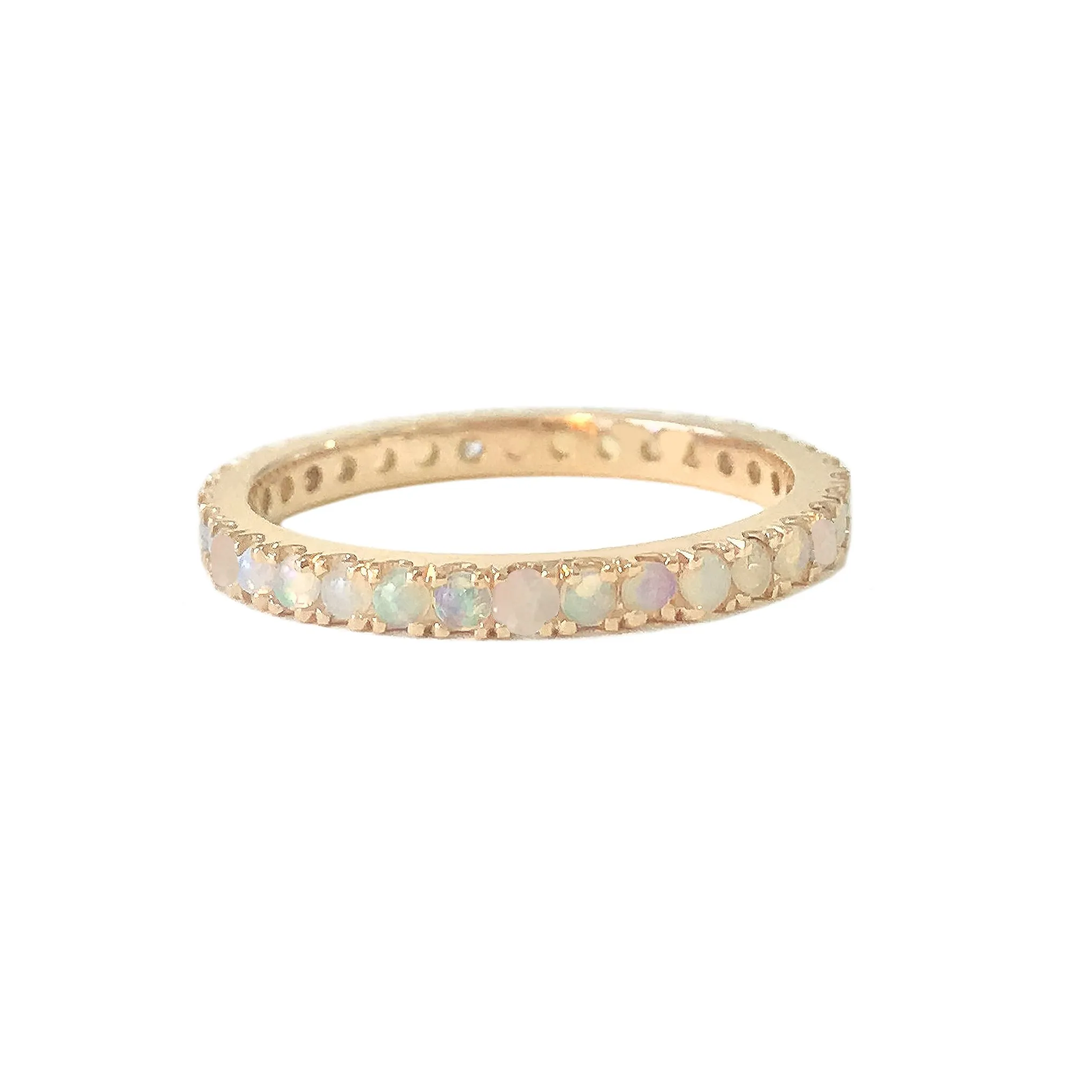 14K Gold Pavé Opal Gemstone Full Eternity Band