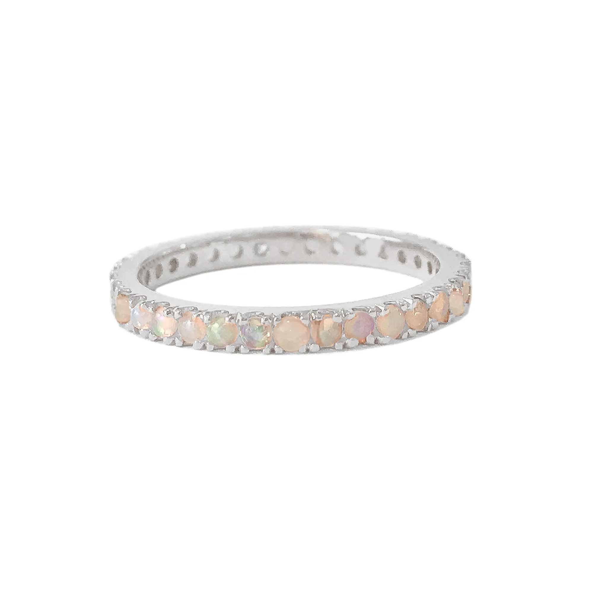 14K Gold Pavé Opal Gemstone Full Eternity Band