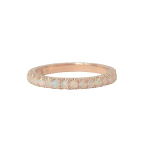 14K Gold Pavé Opal Half Eternity Band